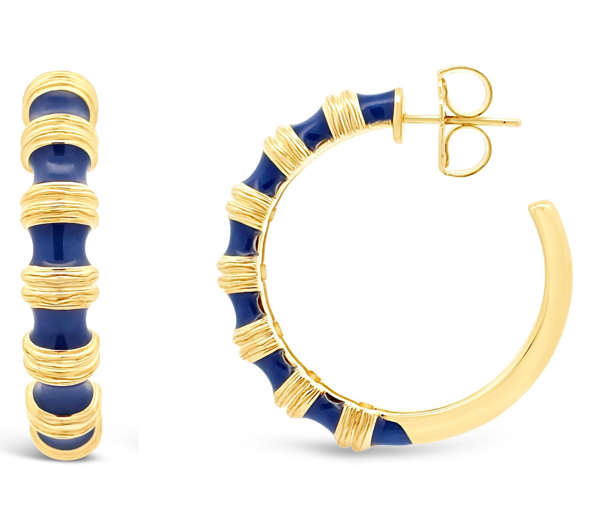 Ariva 18K Gold Clad Hampton Enamel Hoop Earrings