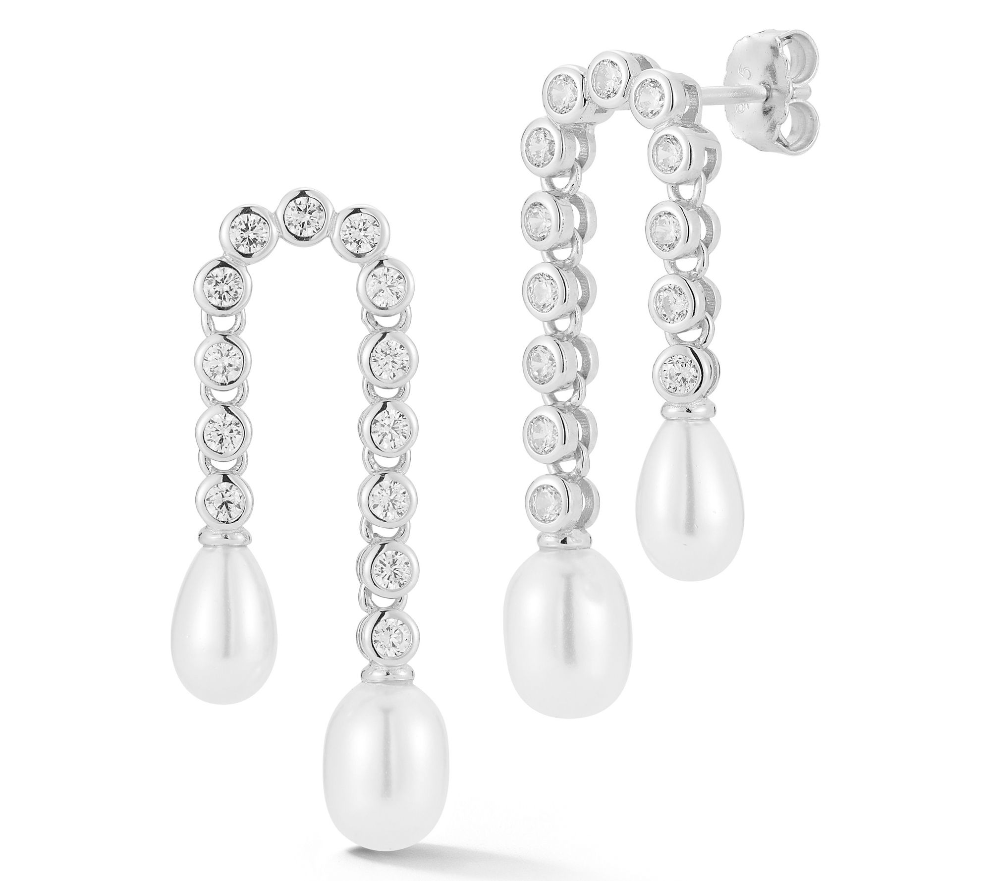 Rachel Zoe Double Cultured Pearl Drop Earrings,Sterling