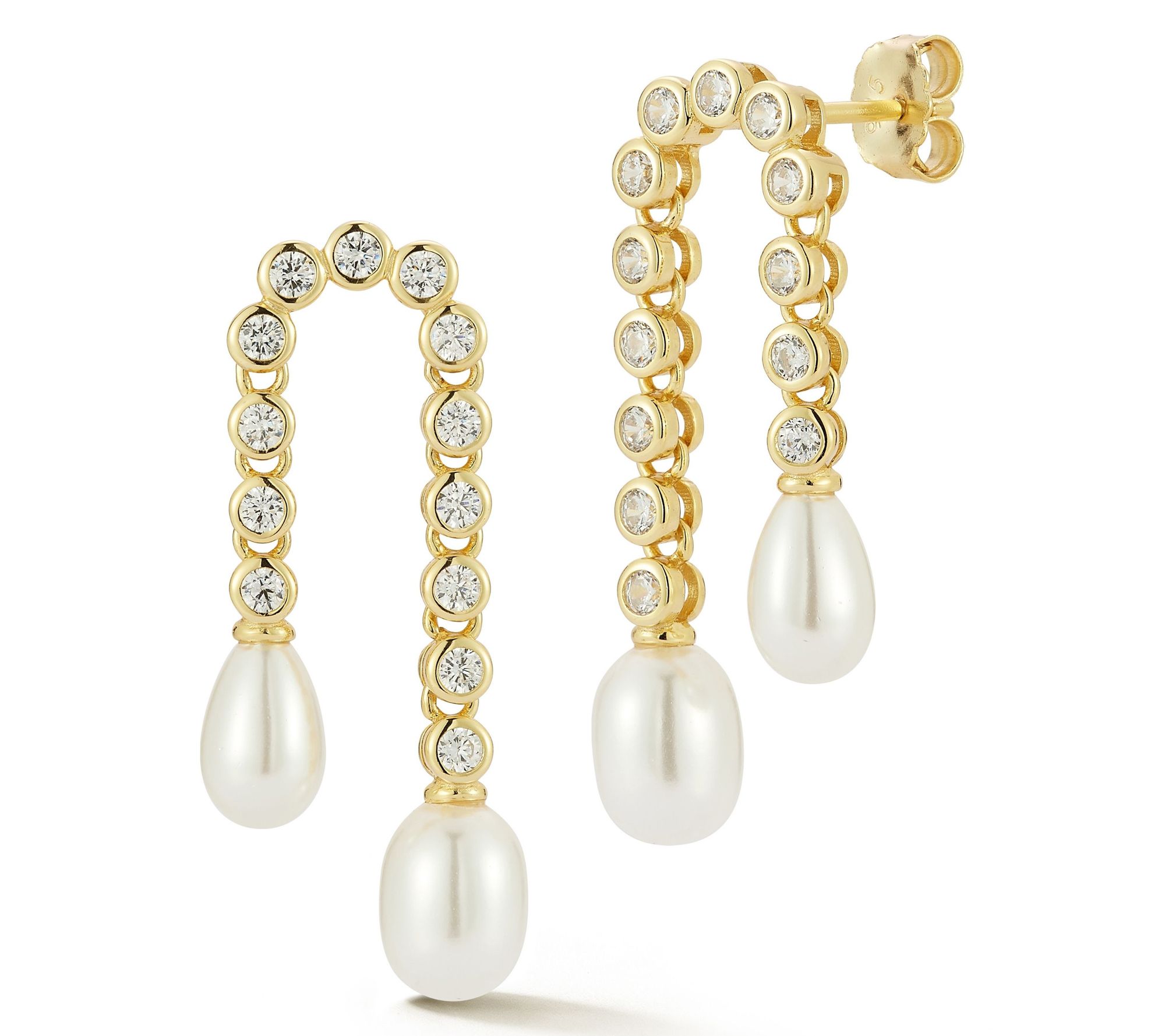 Rachel Zoe Double Cultured Pearl Drop Earrings,Sterling