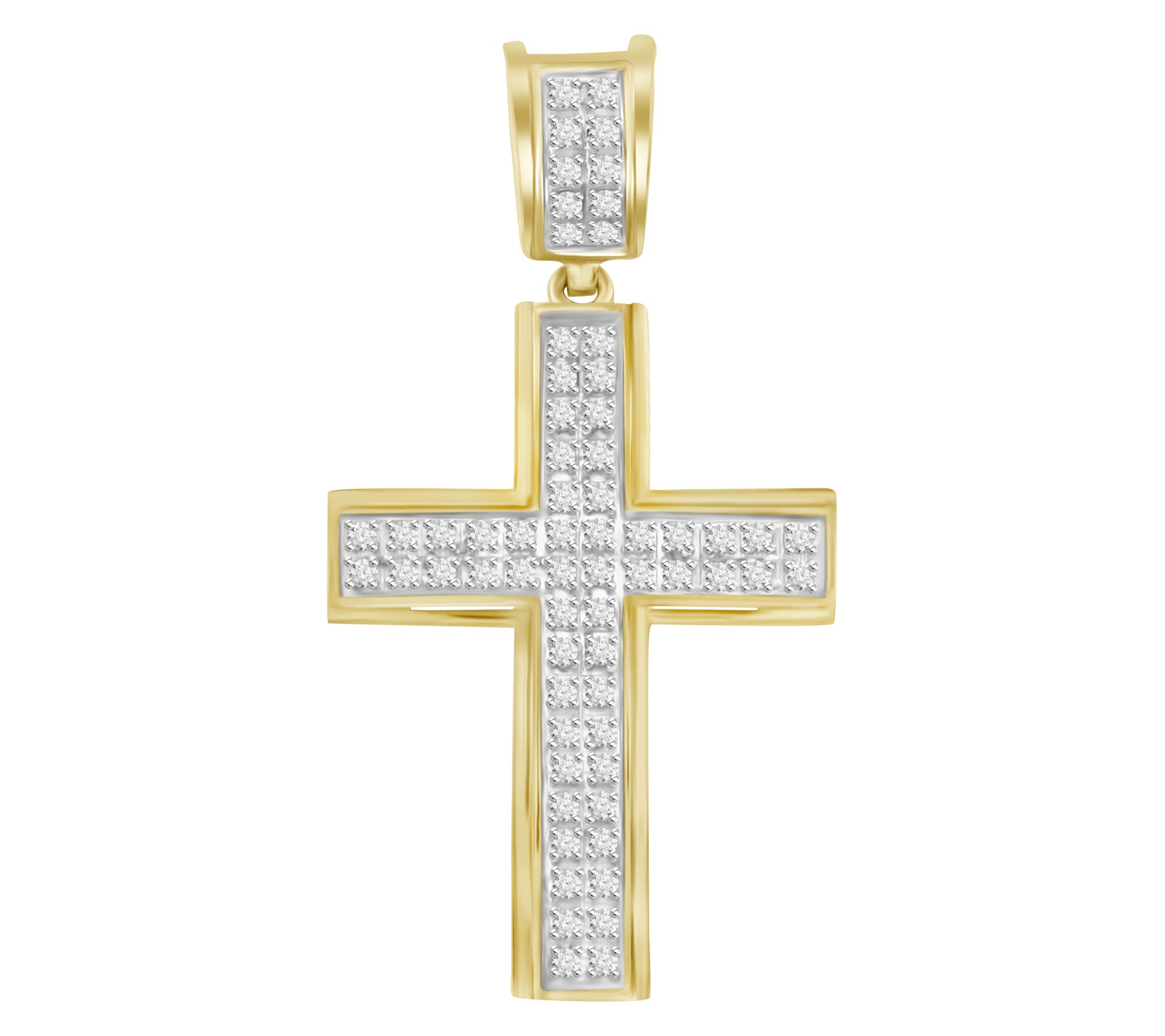 Men's Diamond Accent Two-Tone Cross Pendant, 10K Gold