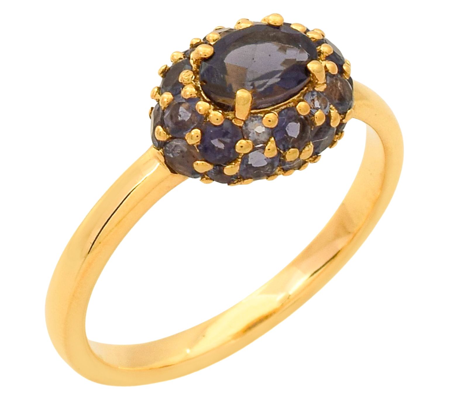 Affinity Gems 1.55 cttw Iolite Halo Ring, 14K Gold Plated