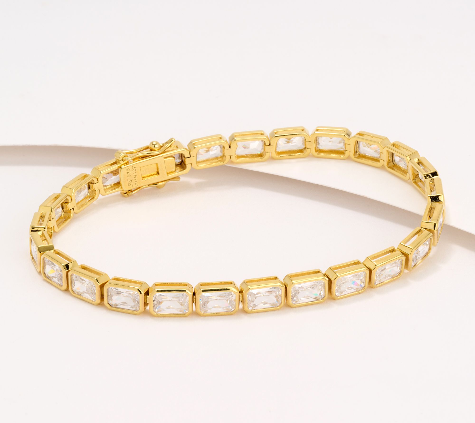 "As Is" Diamonique Emerald Bezel Set Tennis Bracelet, SS