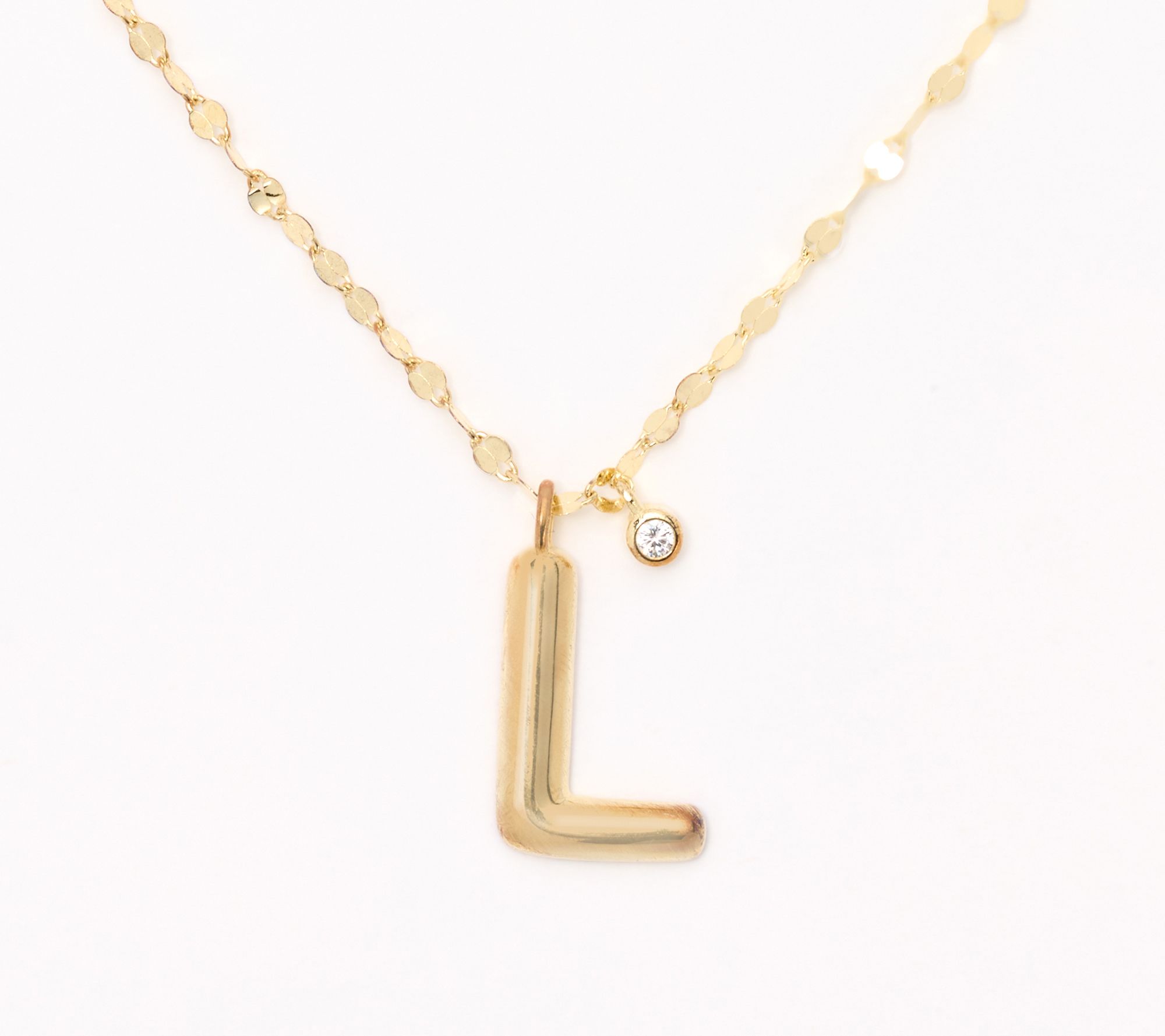 "As Is" Diamonique Boxed Layered Chain Initial Necklace,14KPlt