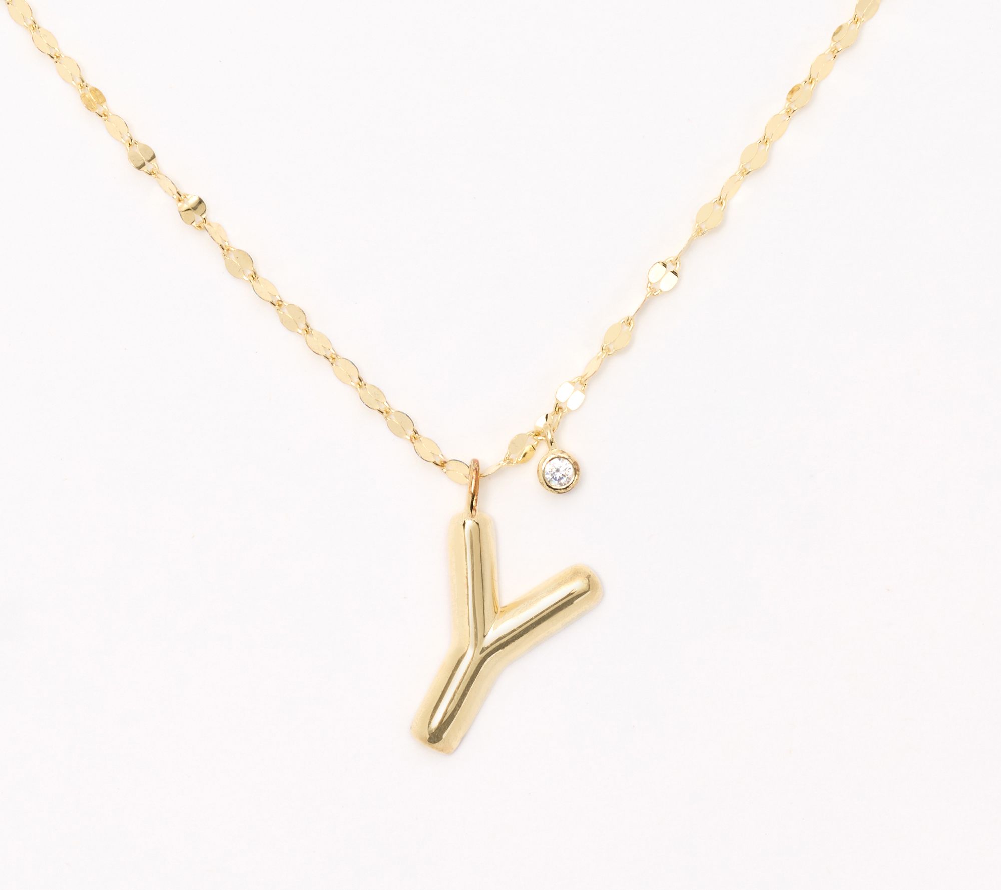 "As Is" Diamonique Boxed Layered Chain Initial Necklace,14KPlt
