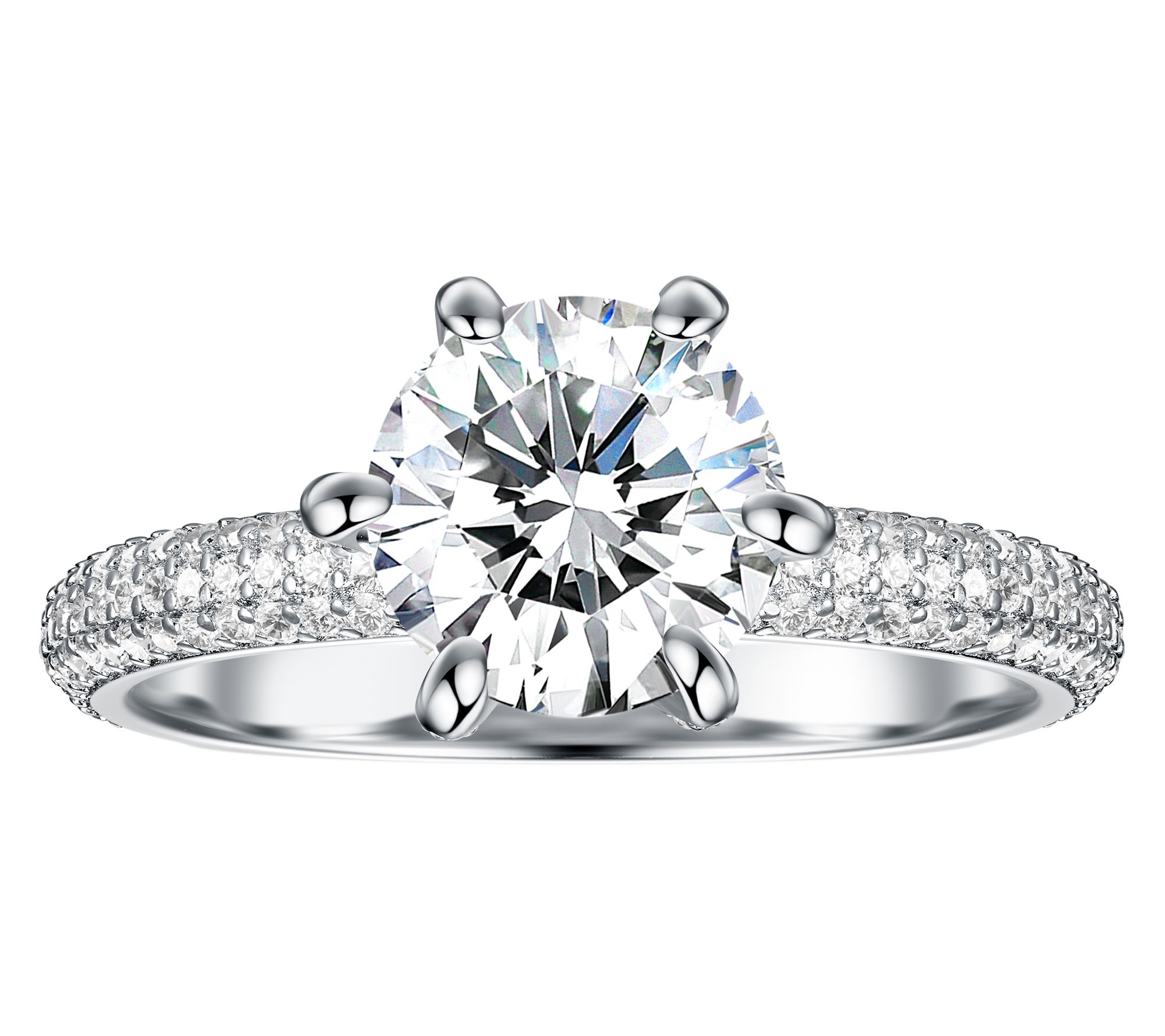 Moissanite Luxe 1.65 cttw Solitaire Pave ShankRing, Sterling