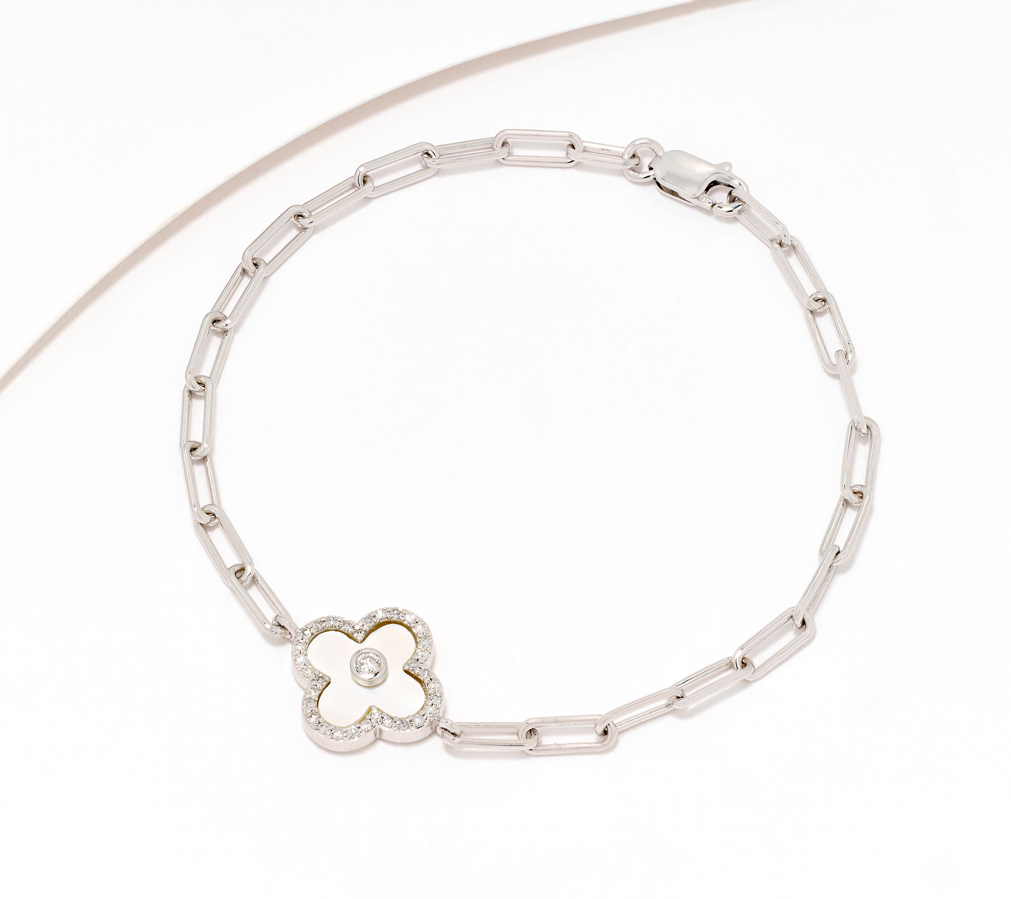 Accents by Affinity 0.21 cttw MOP Clover Linked Bracelet, Sterl