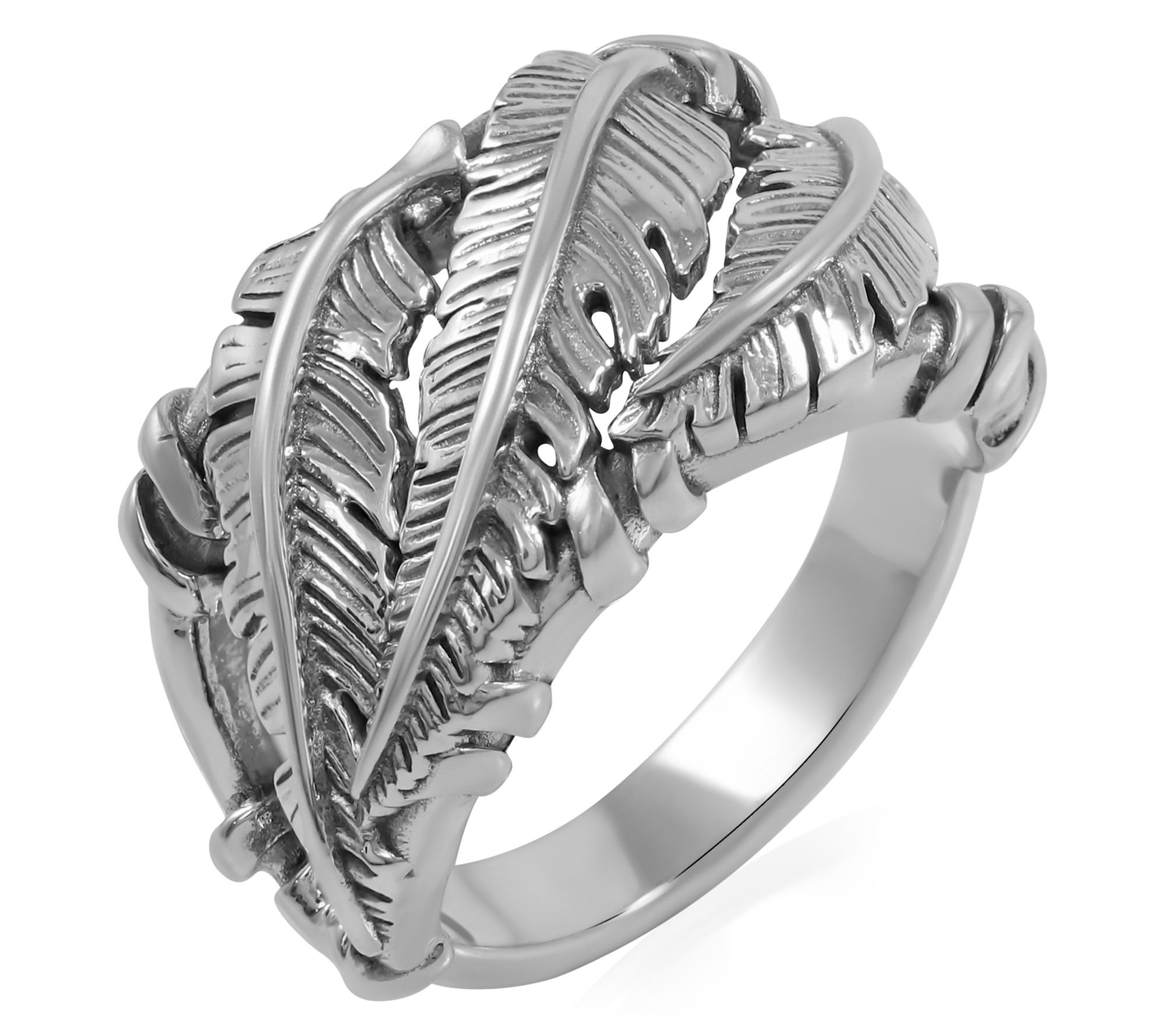 American West Sterling Silver Textured FeatherRing