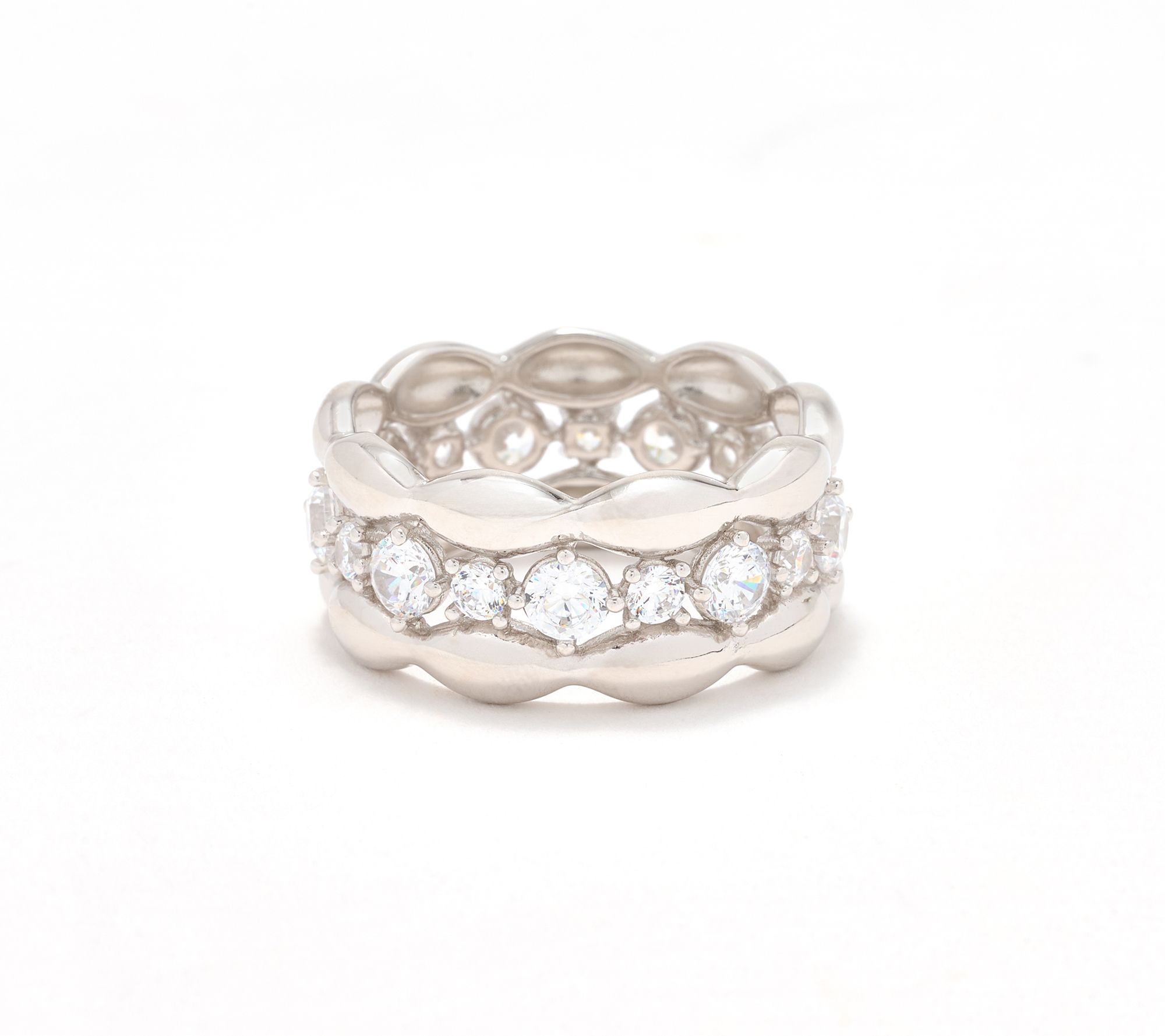 Diamonique Italia Center Stones Ring, Sterling Silver