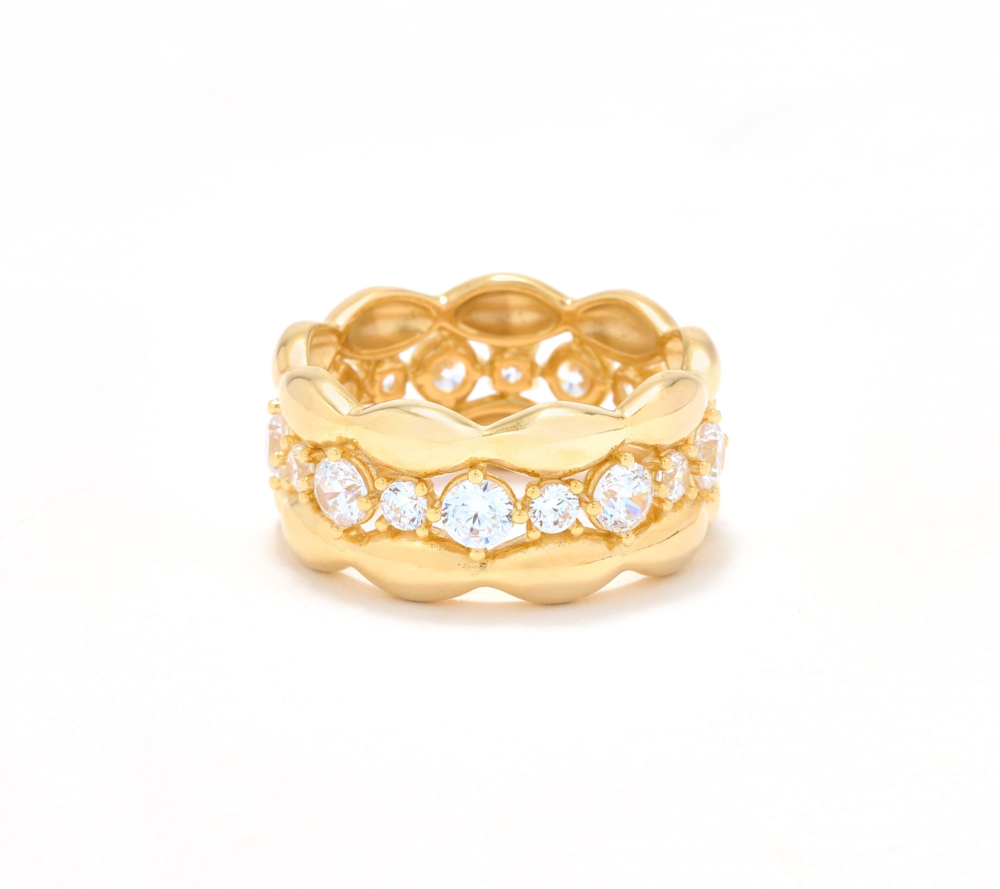 Diamonique Italia Center Stones Ring, Sterling Silver