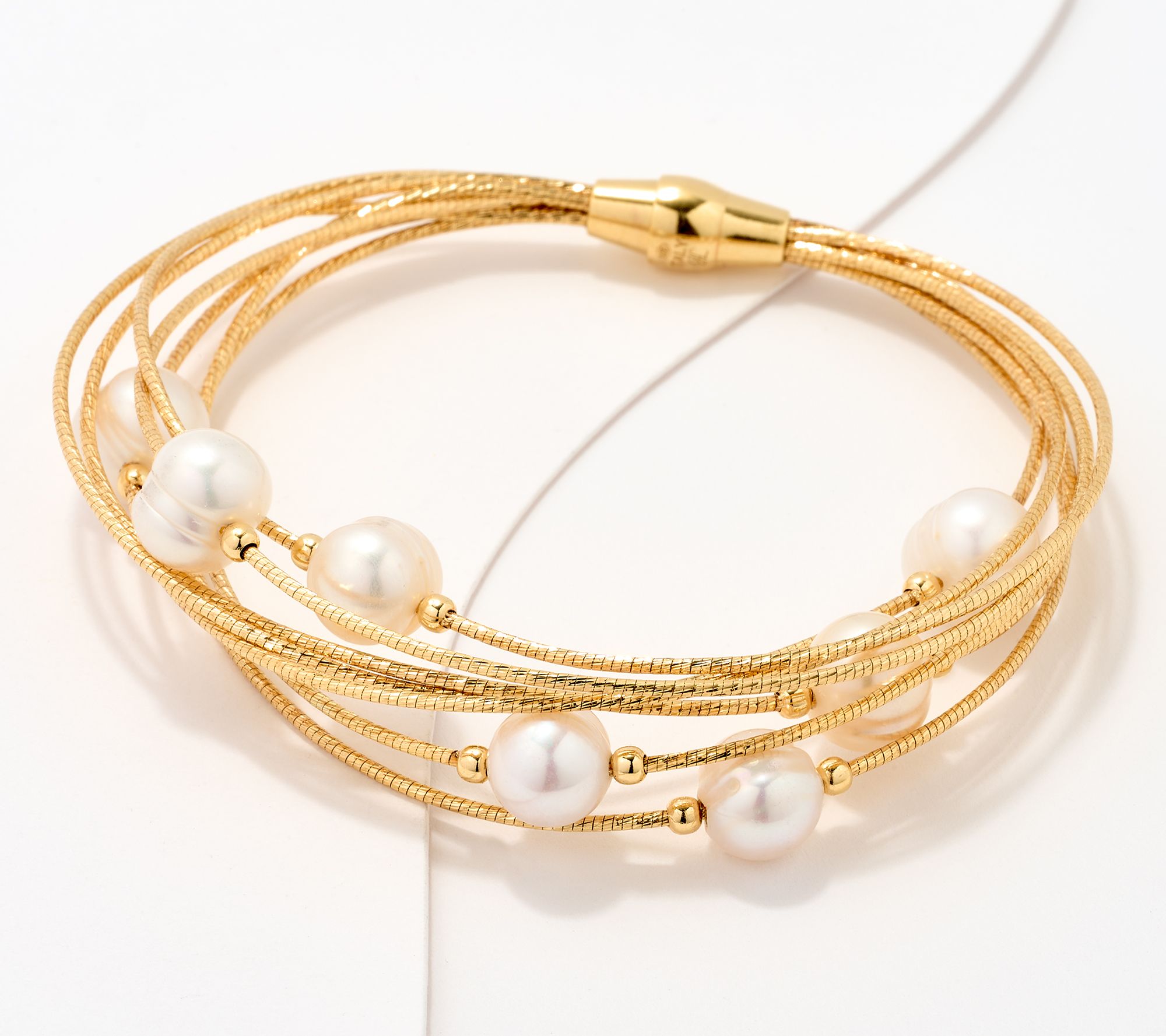 "As Is" Honora Cultured Pearl Multi Strand Magnetic Bracelet, Sterl