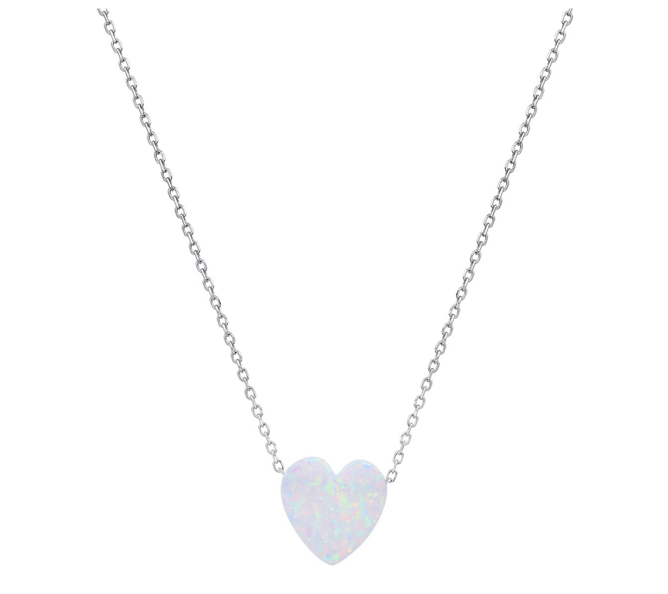 Sterling Silver Opal Heart Necklace - QVC.com