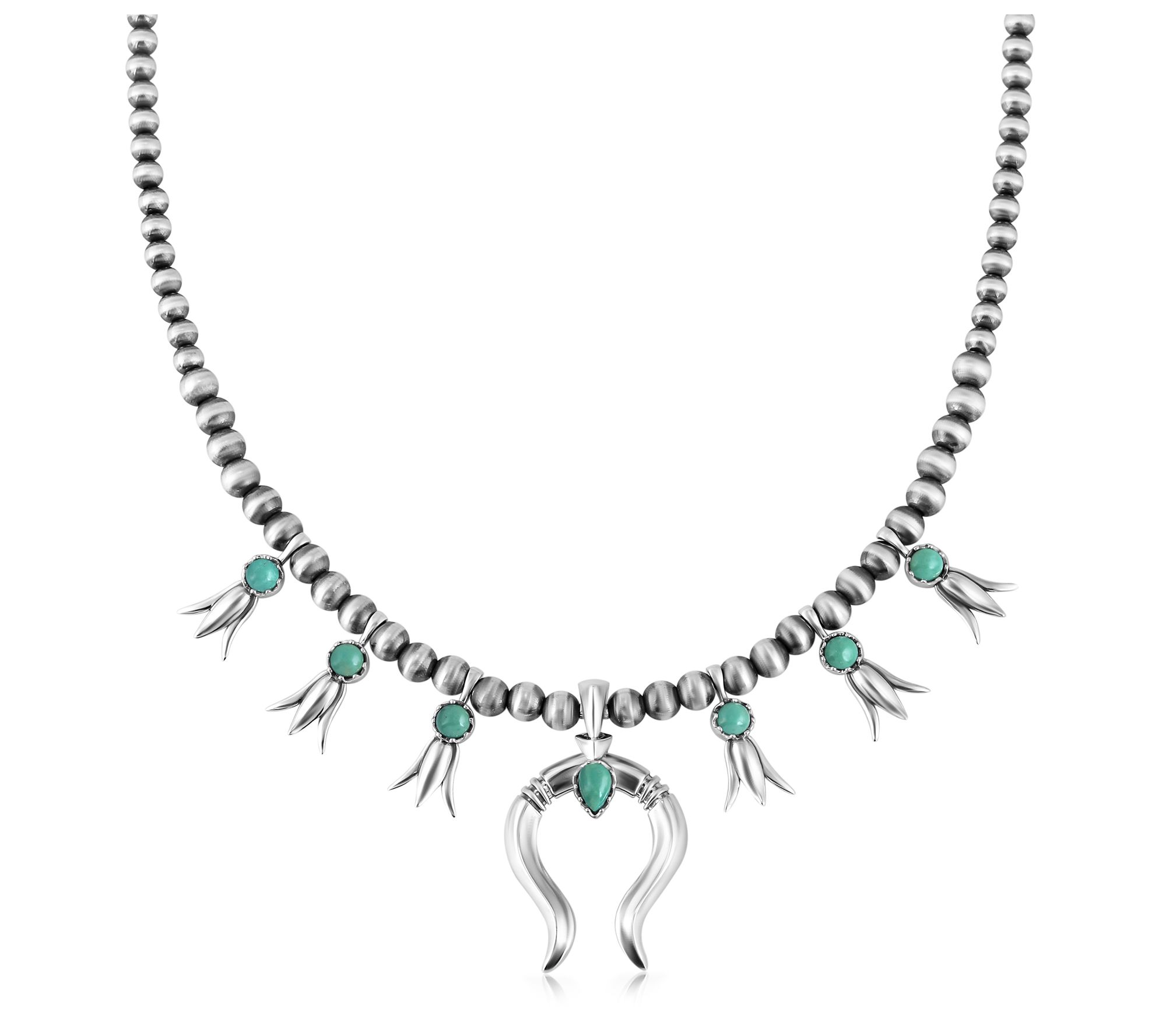 American West Sterling Squash Blossom GemstoneNecklace