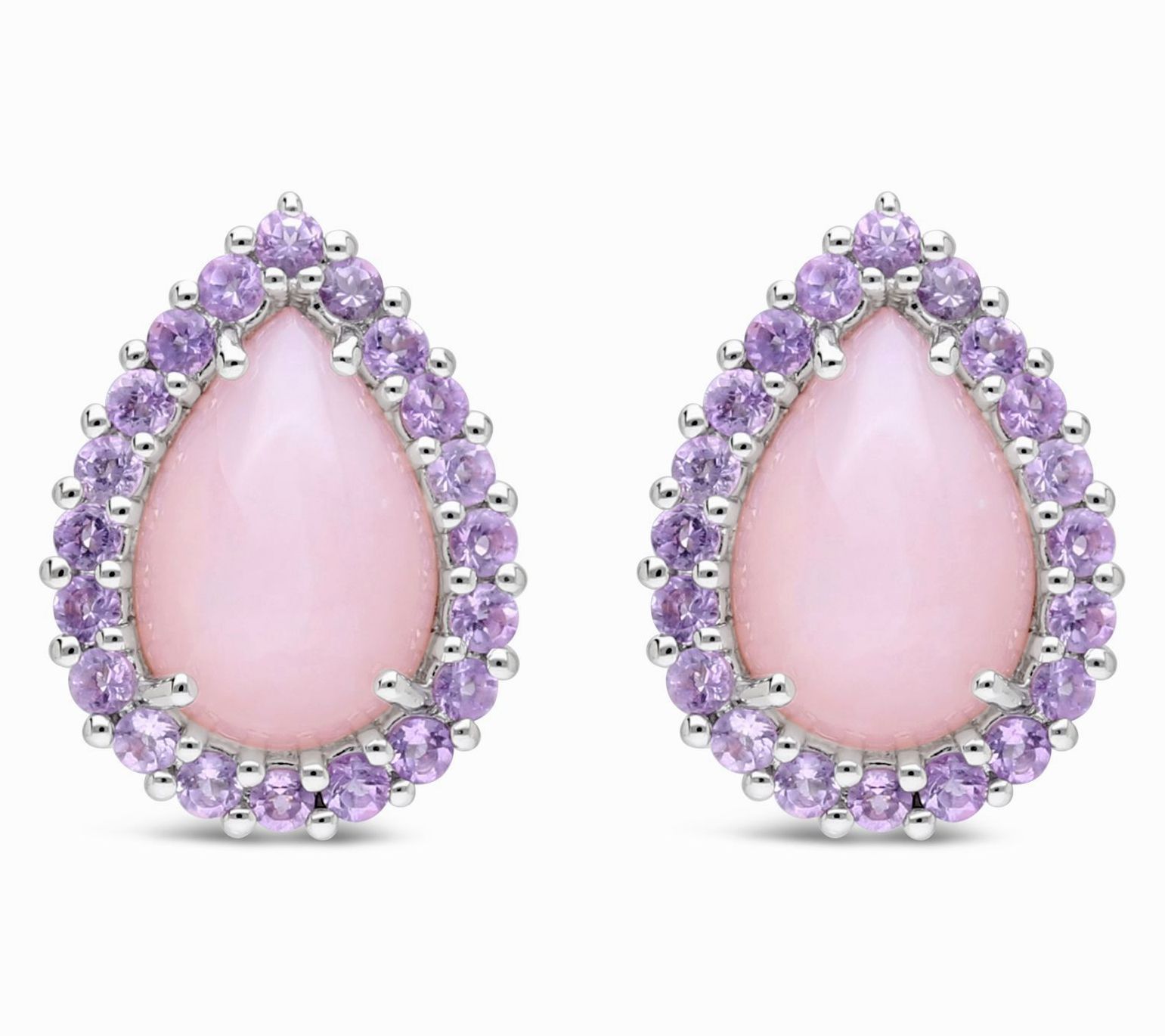Ariva Sterling Pink Opal & Pink Amethyst Delphine Earrings