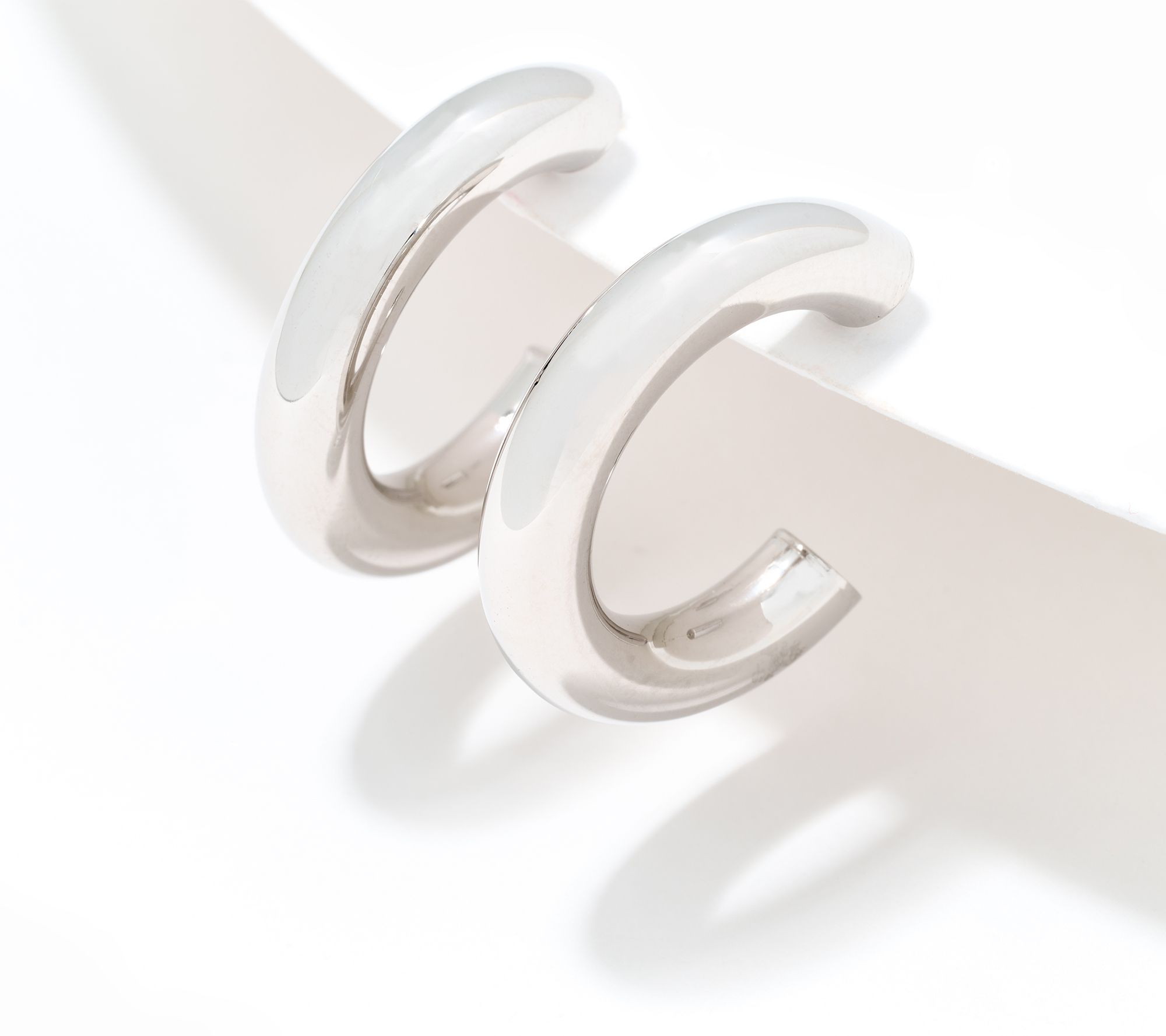 "As Is" David Markstein Sterl Silver 1" Debut Smart Closure Hoop Earrings