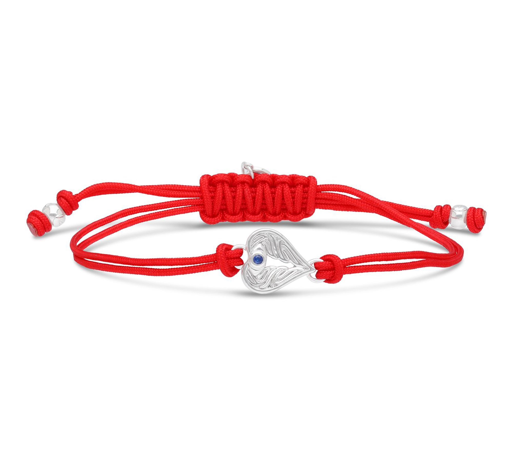 Goddaughters Sterling Silver Angeleyes Heart Red Cord Bracelet
