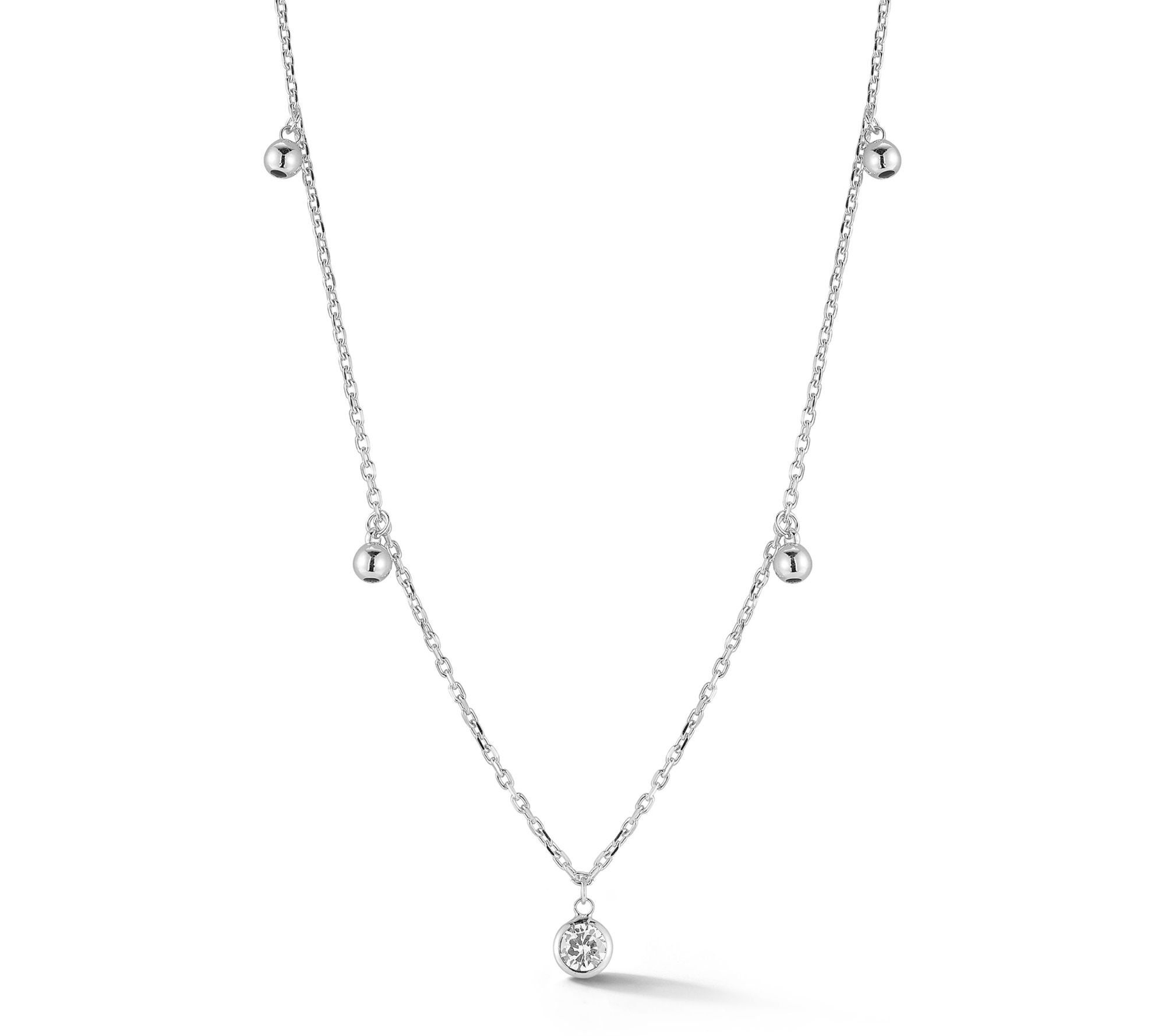 Sterlina Silver Ball Charm Choker Necklace, Sterling