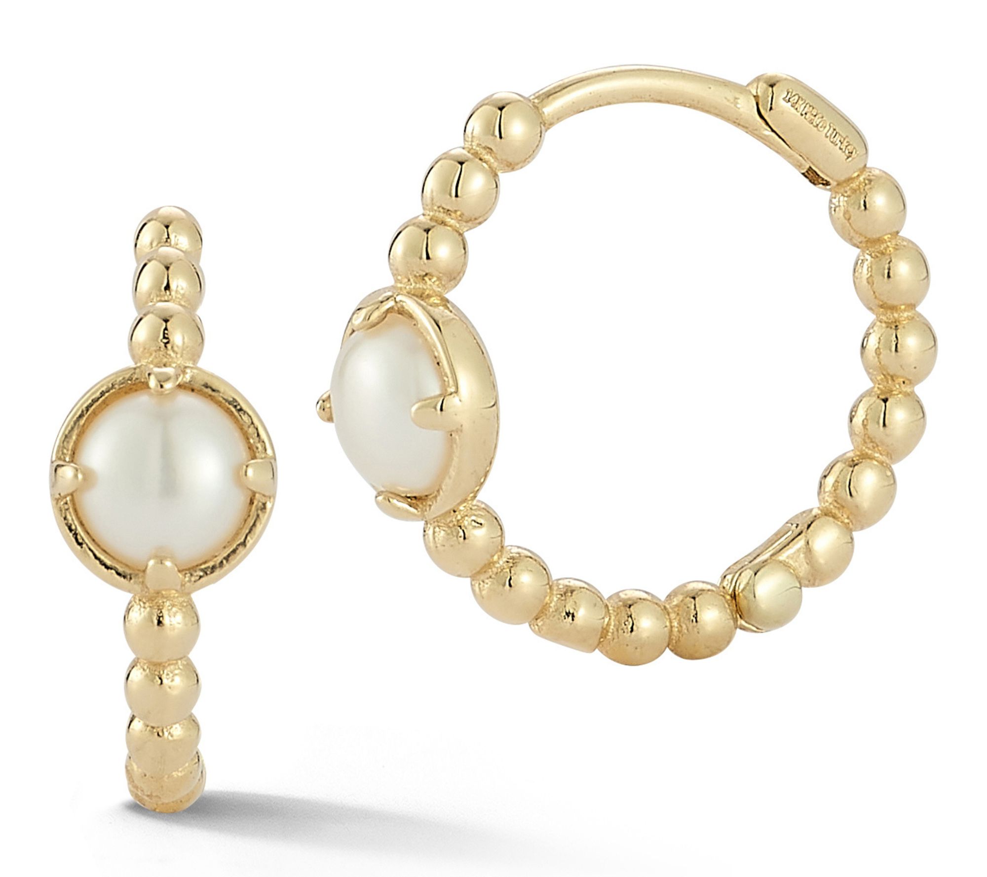 Luminosa Gold Cultured Pearl Beaded Hoop Earrings, 14K