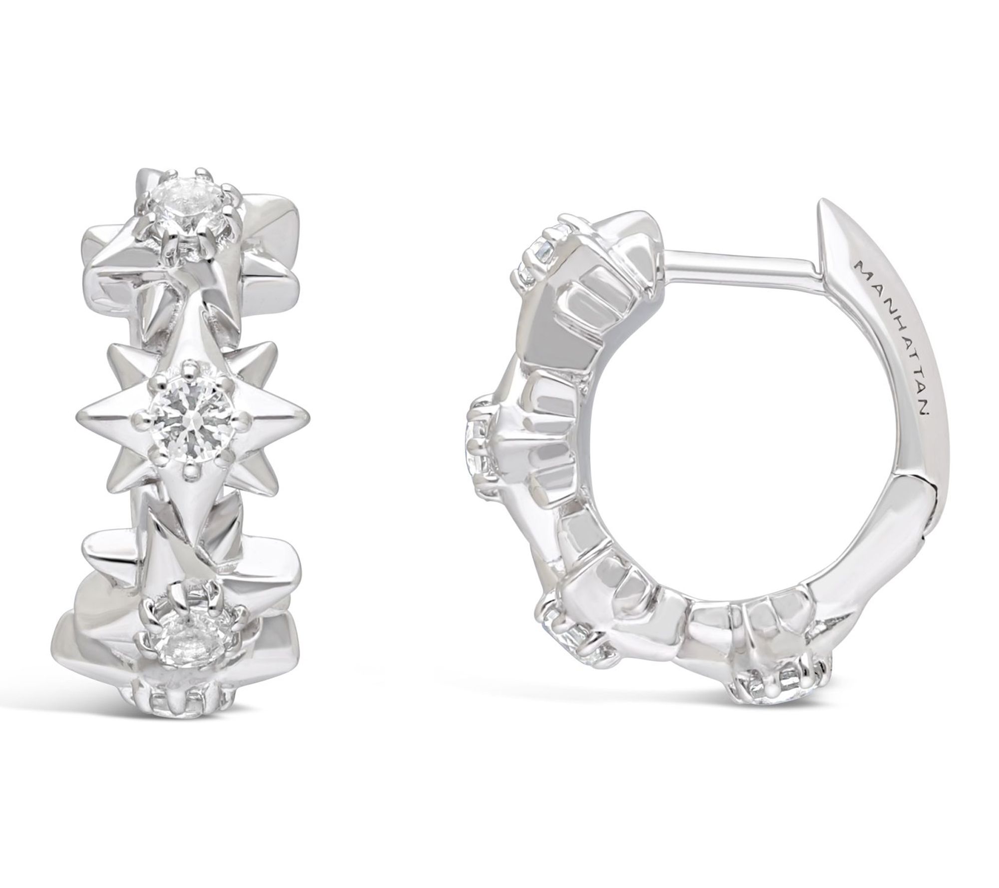 Margo Manhattan Sterling White Topaz StarlightHoop Earrings