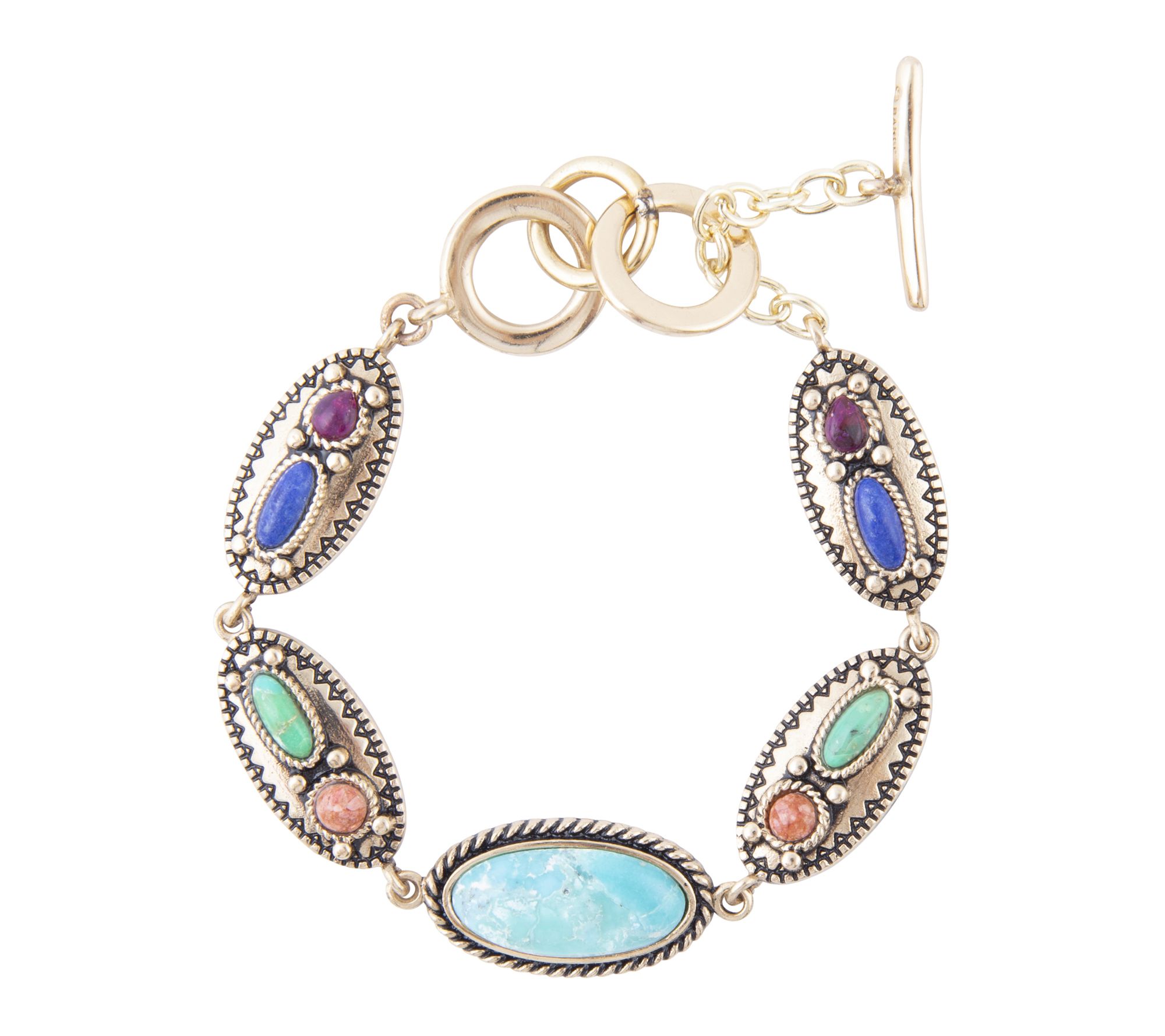 Barse Artisan Crafted Concho Multi-Gemstone Bracelet