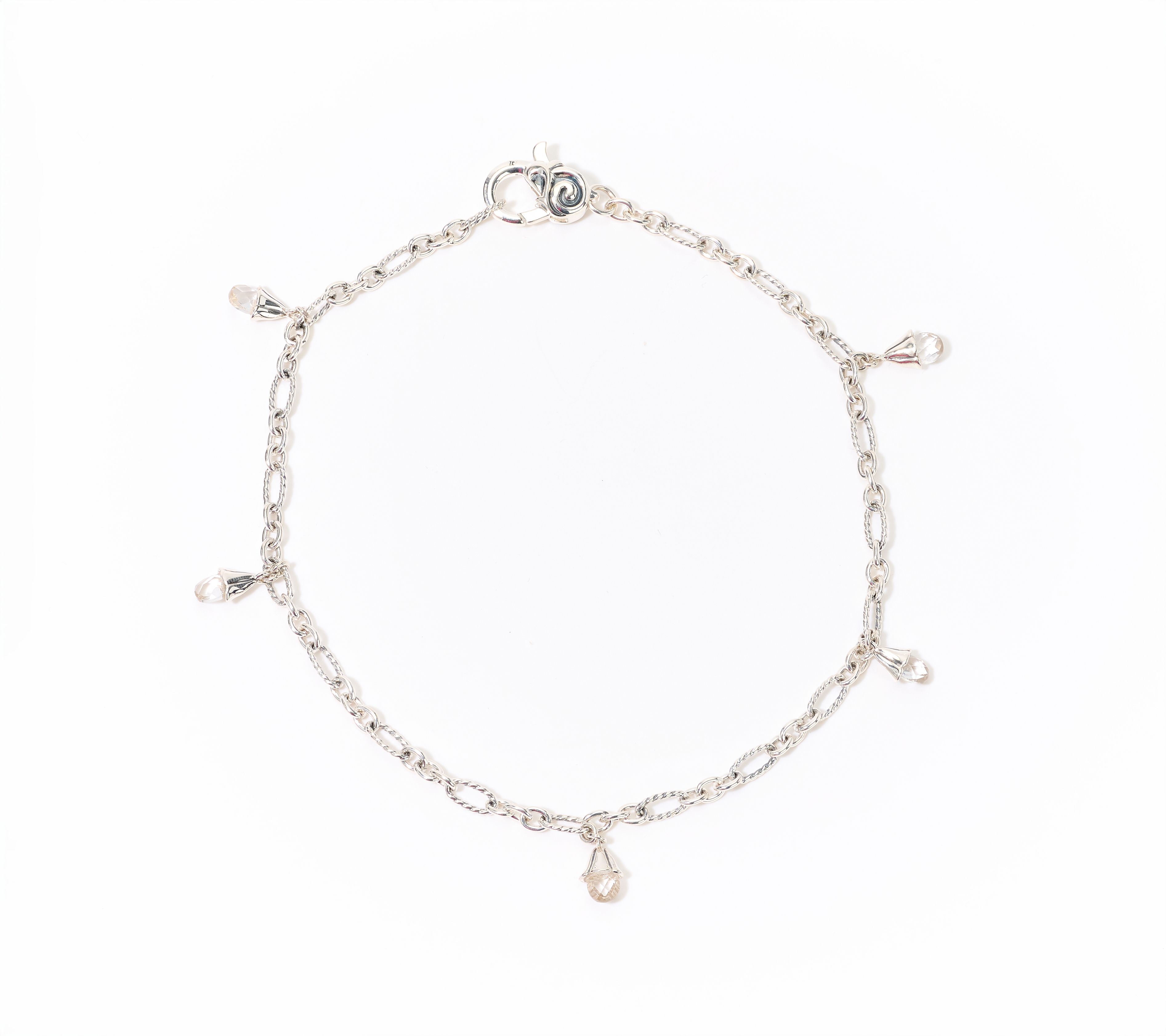 Third Person Sterling Silver Wild Child Briolette Anklet, 5.8g