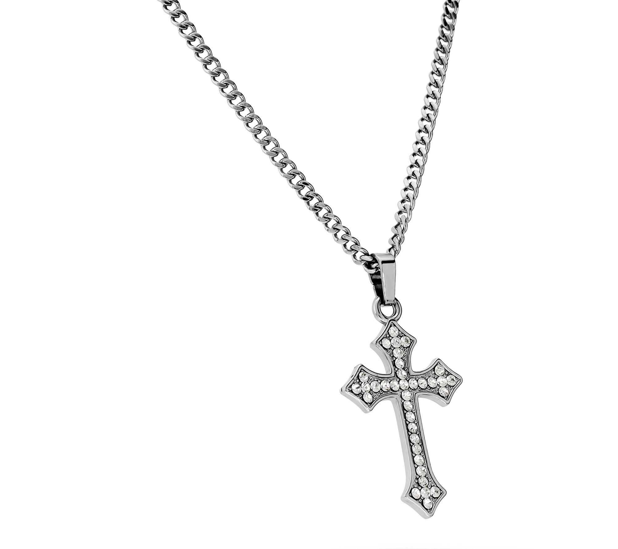 Steel by Design Crystal Cross Pendant w/ 18" Necklace