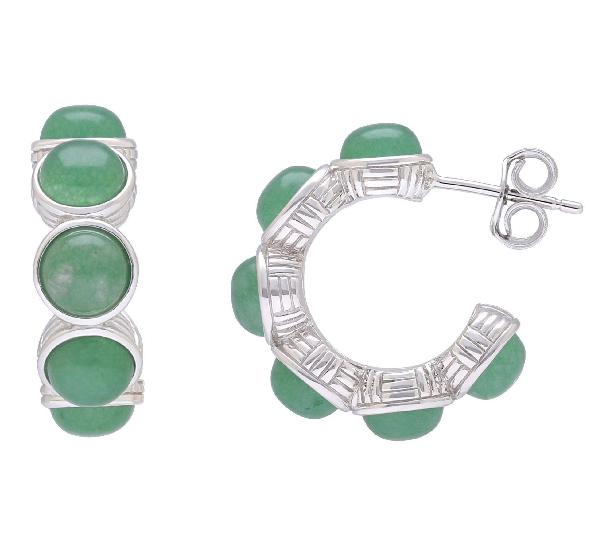 Ariva Sterling Silver Aventurine Cadence Hoop Earrings