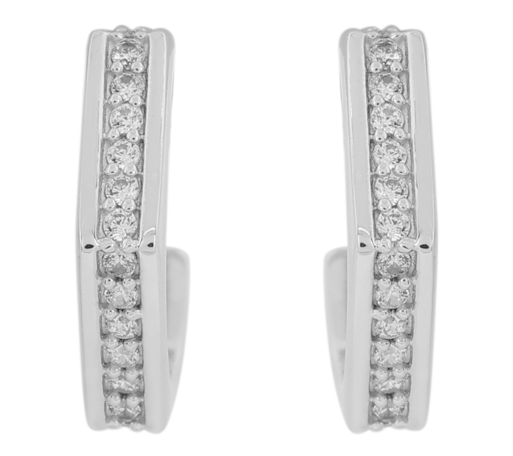 Diamonique Pave Hoop Earrings, Sterling Silver