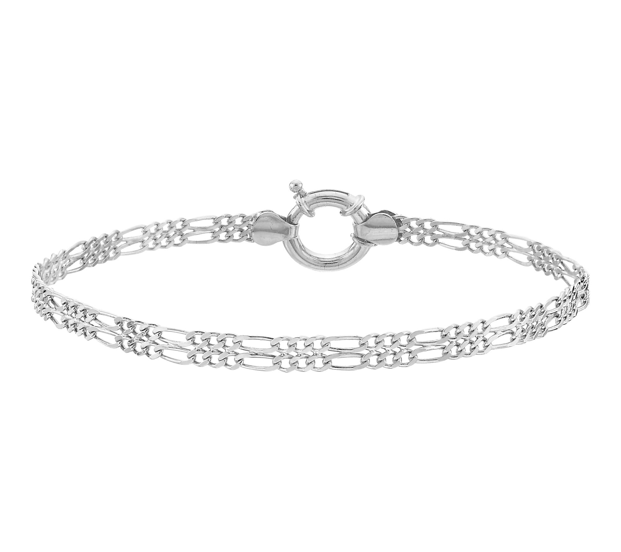Silver Style Do uble Row Figaro Chain Bracelet , Sterling