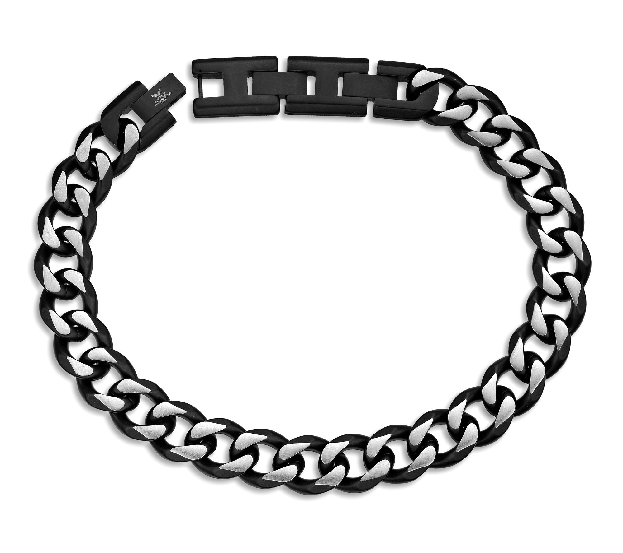 LYNX Men's Stainless Double Extension Curb Chain Bracelet