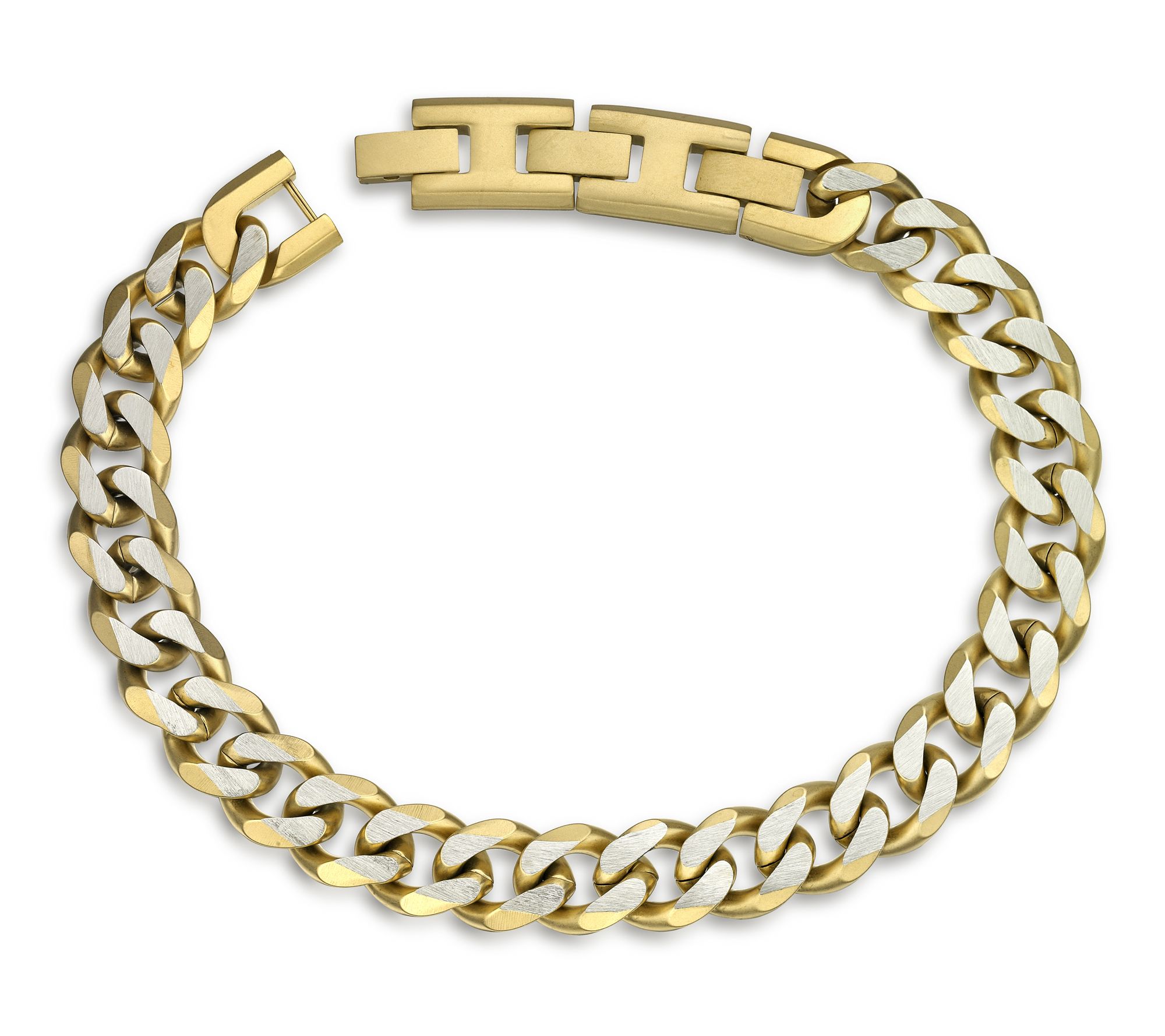 LYNX Men's Stainless Double Extension Curb Chain Bracelet