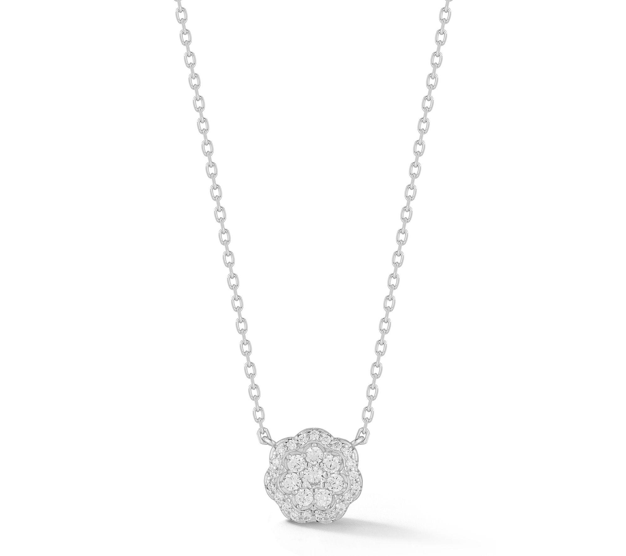 Sterlina Silver Dainty Flower Pendant w/ Chain, Sterling