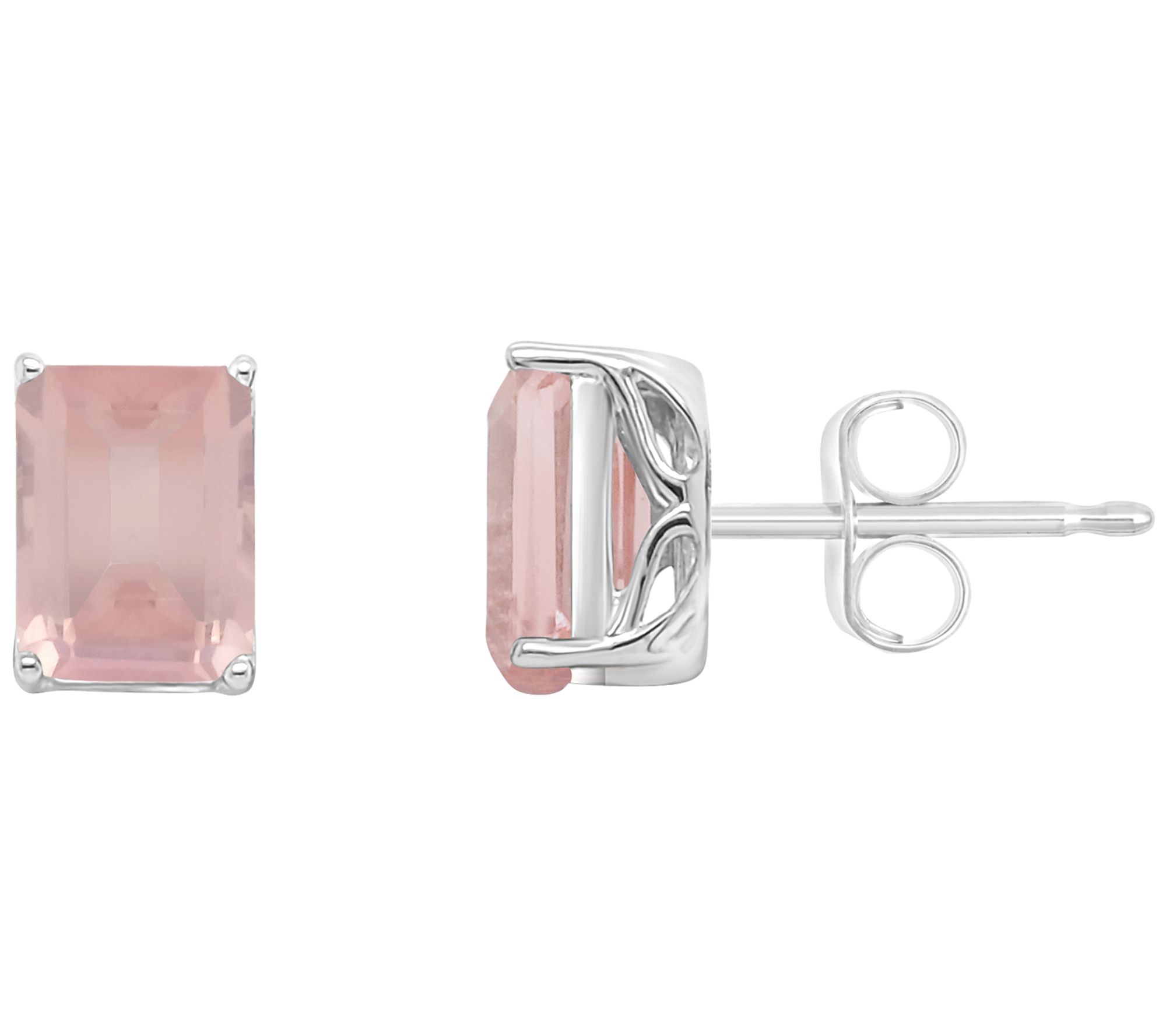 Sterling Silver Emerald-Cut Gemstone Earrings