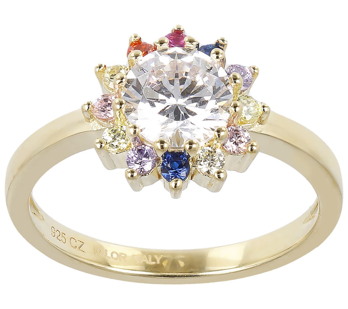 Diamonique 1.30 cttw Rainbow Ring, Sterl ing Silver