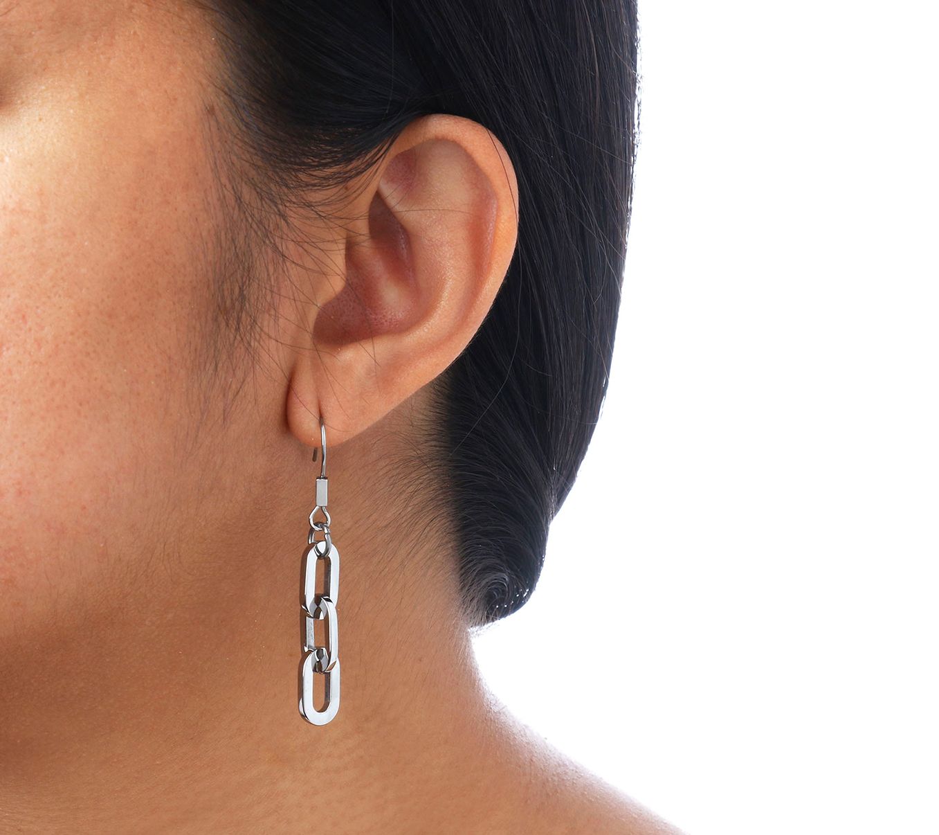 Steel by Design Triple Oval Link Dangle Earrings