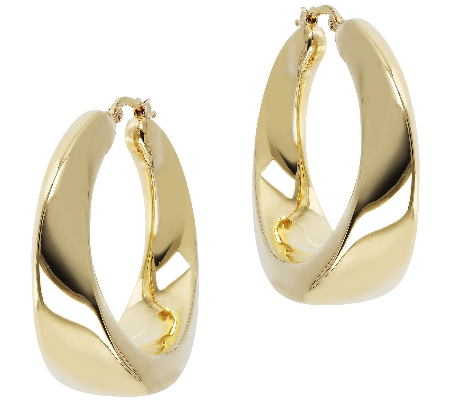 Italian Gold Polished Wave Hoop Earrings, 14K - QVC.com
