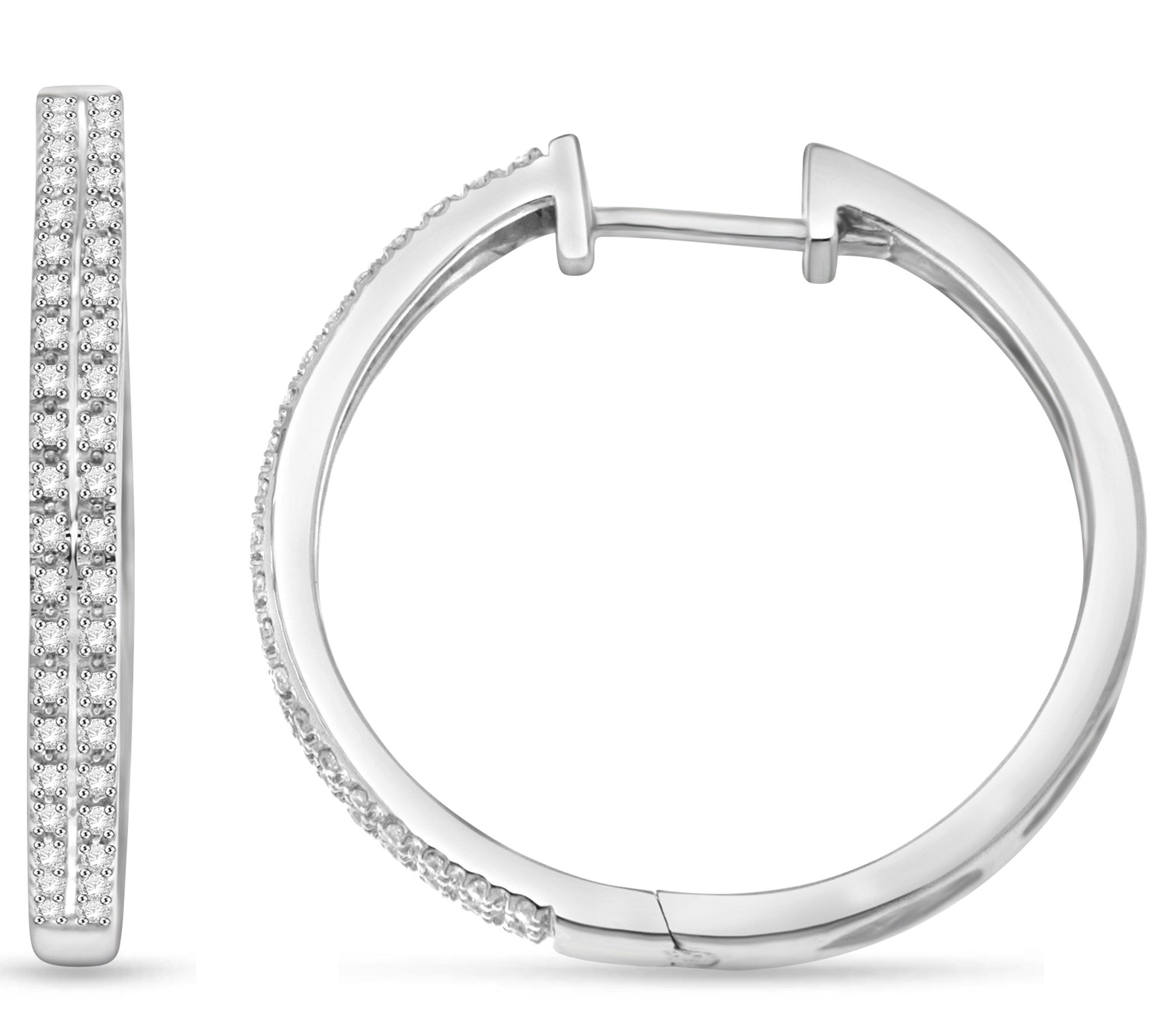 Affinity 0.25 cttw Diamond Hoop Earrings, Sterling Silver
