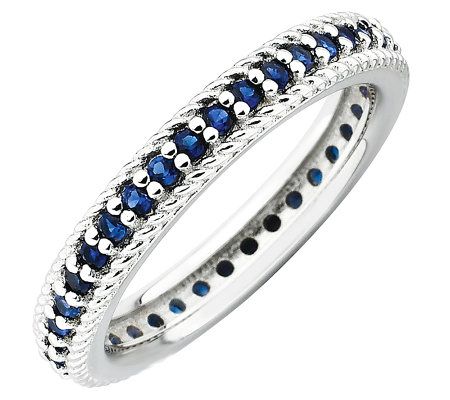 Simply Stacks Sterling Simulated Sapphire Eternity Ring - QVC.com