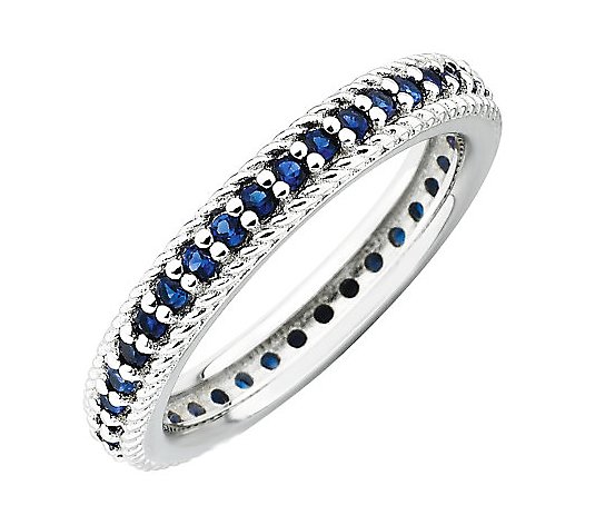 Simply Stacks Sterling Simulated Sapphire Eternity Ring