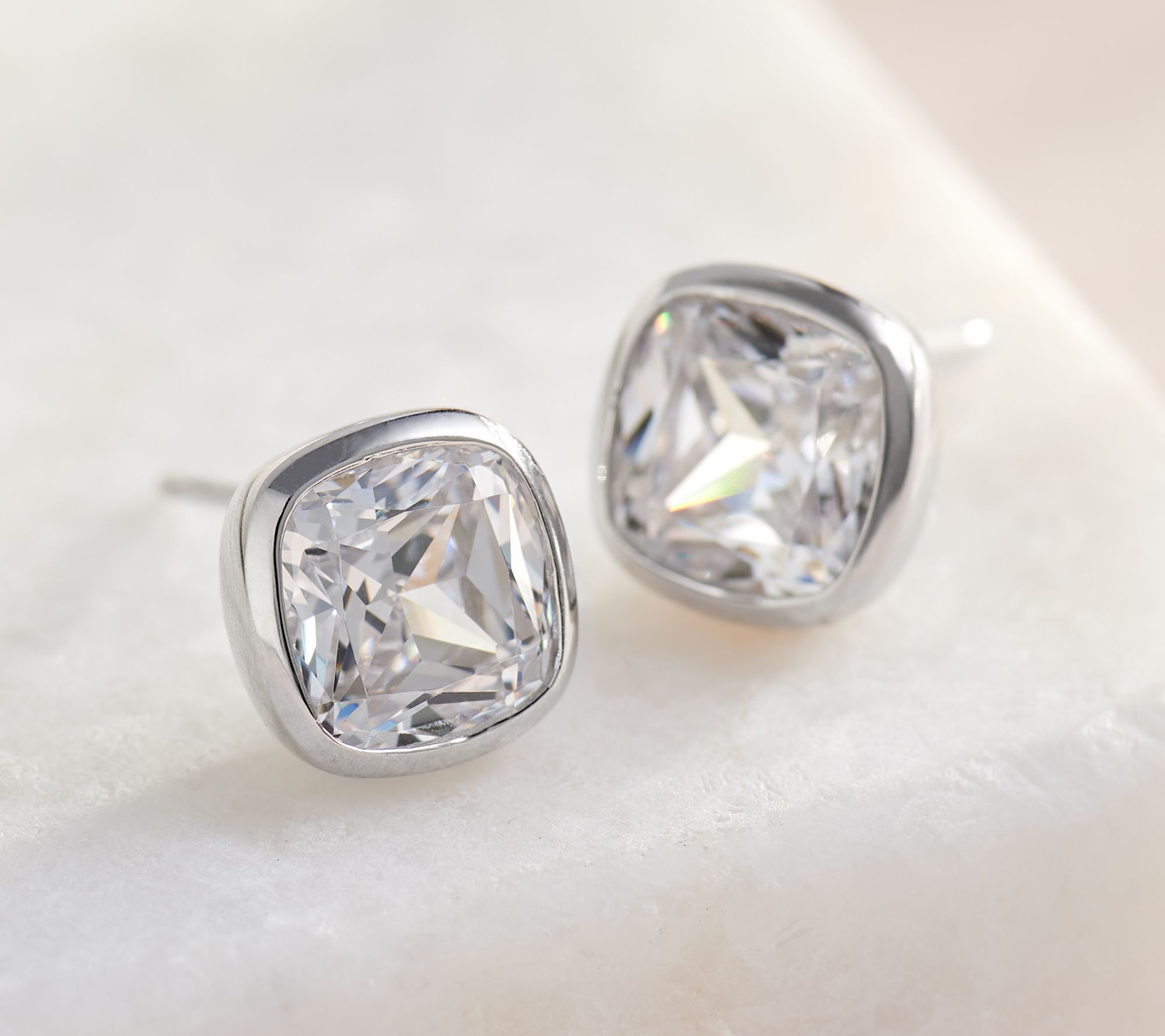 Diamonique 4.00 ct Bezel Set Stud Earrings, Sterling Silver
