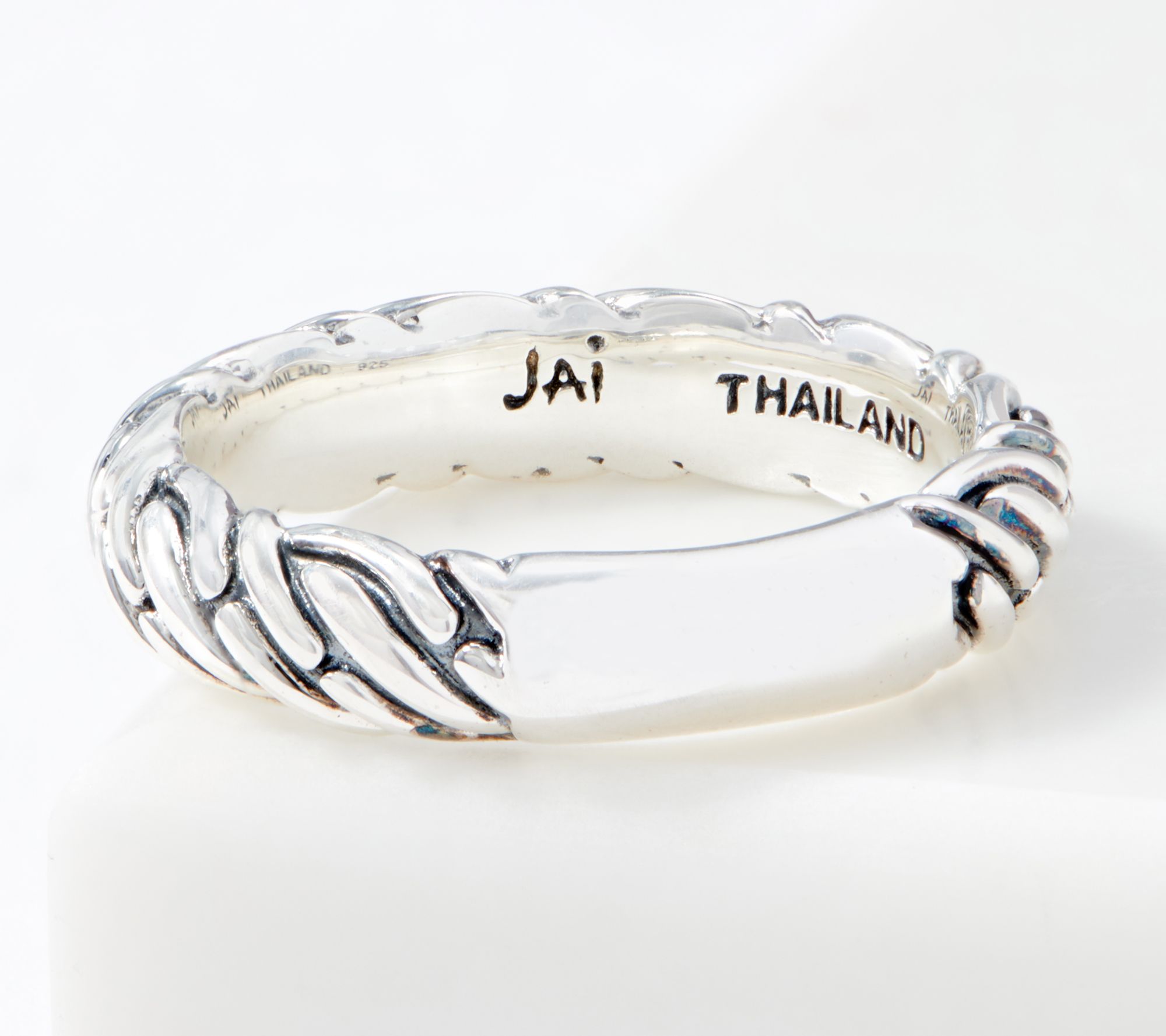 JAI Sterling Silver Carved Band Ring