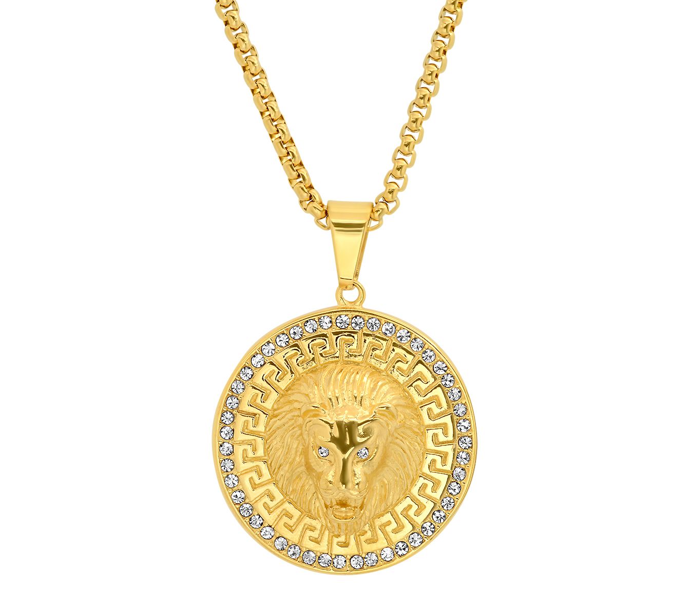 Steel by Design Stainless Steel Lion Head Penda nt w/ Chain