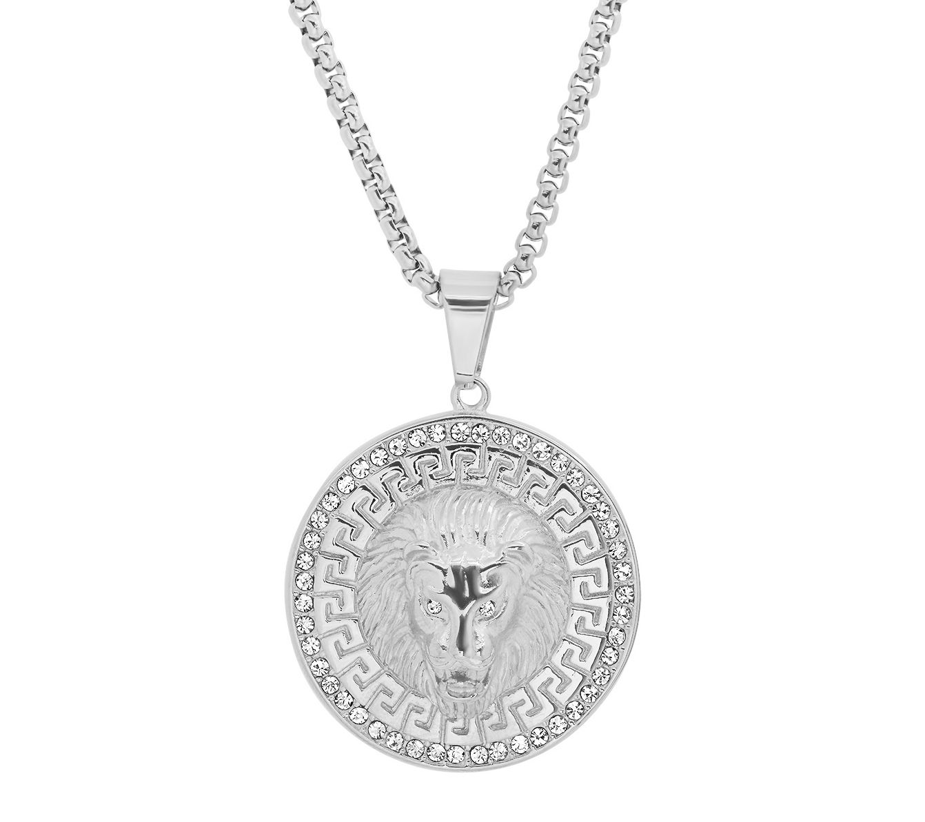 Steel by Design Stainless Steel Lion Head Penda nt w/ Chain