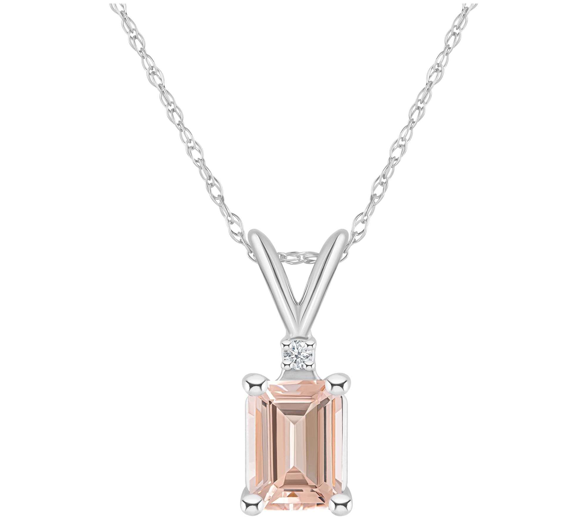 14K Gold 0.90 cttw Morganite & Diamond Accent Pendant w/ Chain
