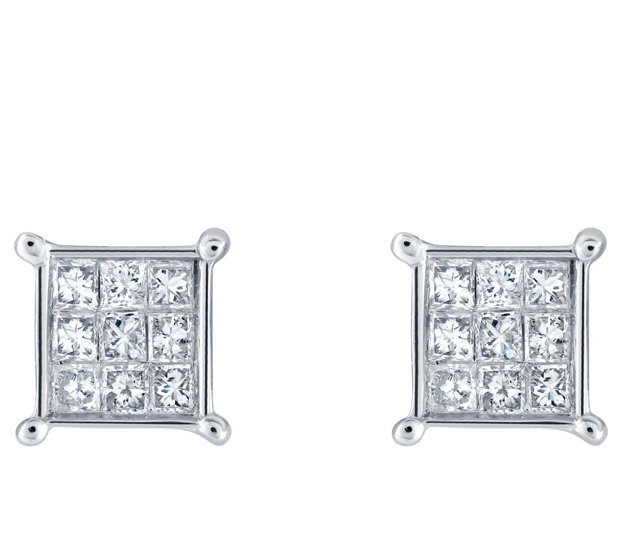 Affinity 14K 1/4 cttw Princess-Cut Invisible-Set Stud Earring