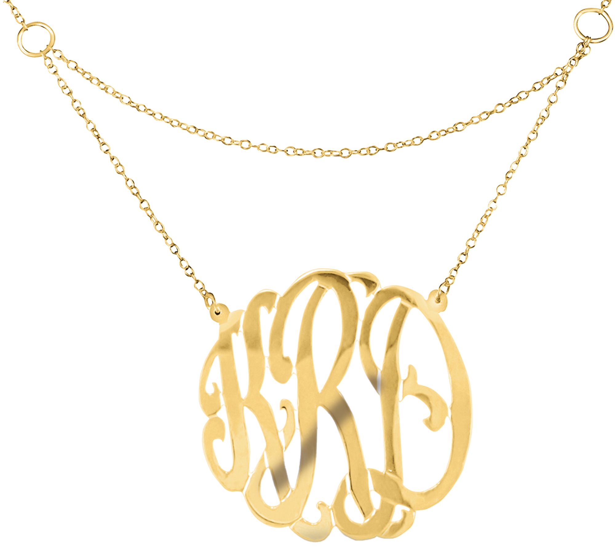 Personalized 24K Gold-Plated Sterling Gated Monogram Necklace - QVC.com