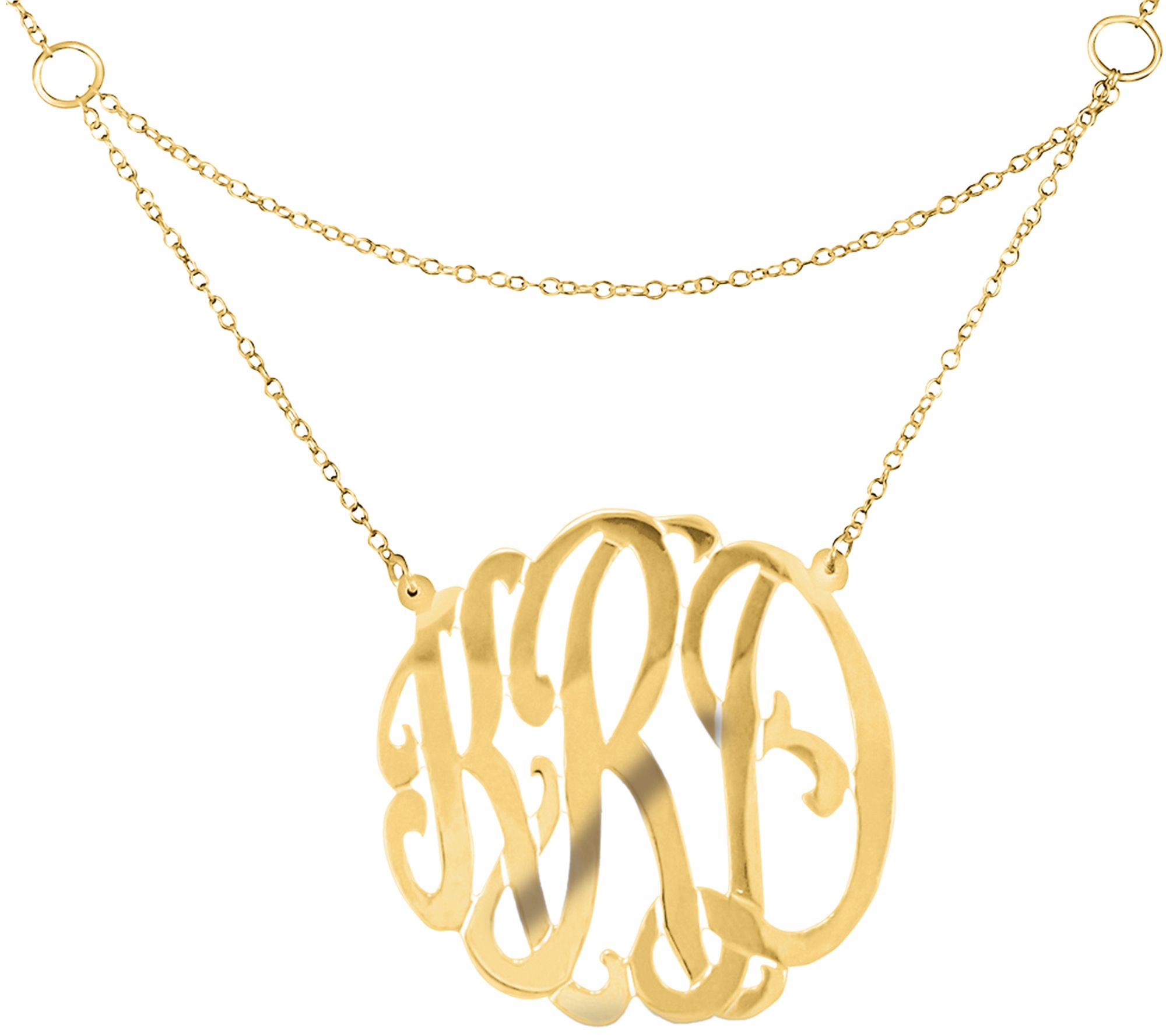 Personalized 14K Gold-Plated Sterling Gated Mon ogram Necklace