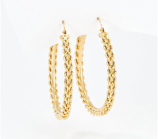 Denary 10K Gold Rope Hoop Earrings