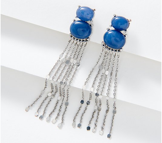 Susan Graver Stone & Chain Fringe Earrings