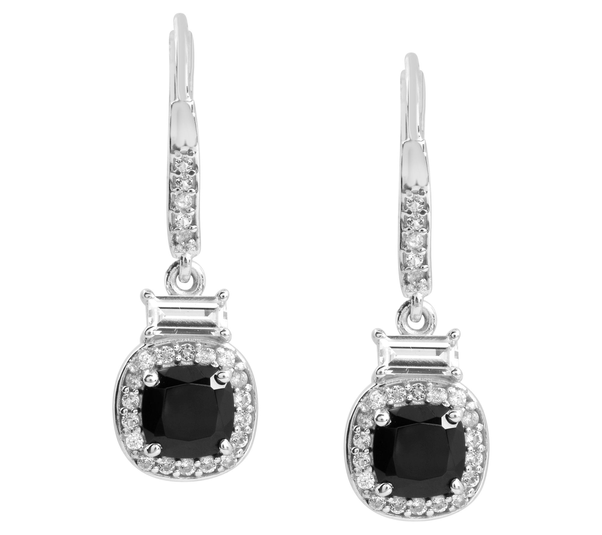 Affinity Gems White Topaz & Black Spinel DangleEarrings