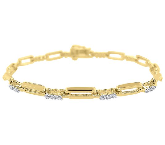 Affinity Diamonds Oval Link Bracelet, 14K Gold Plated